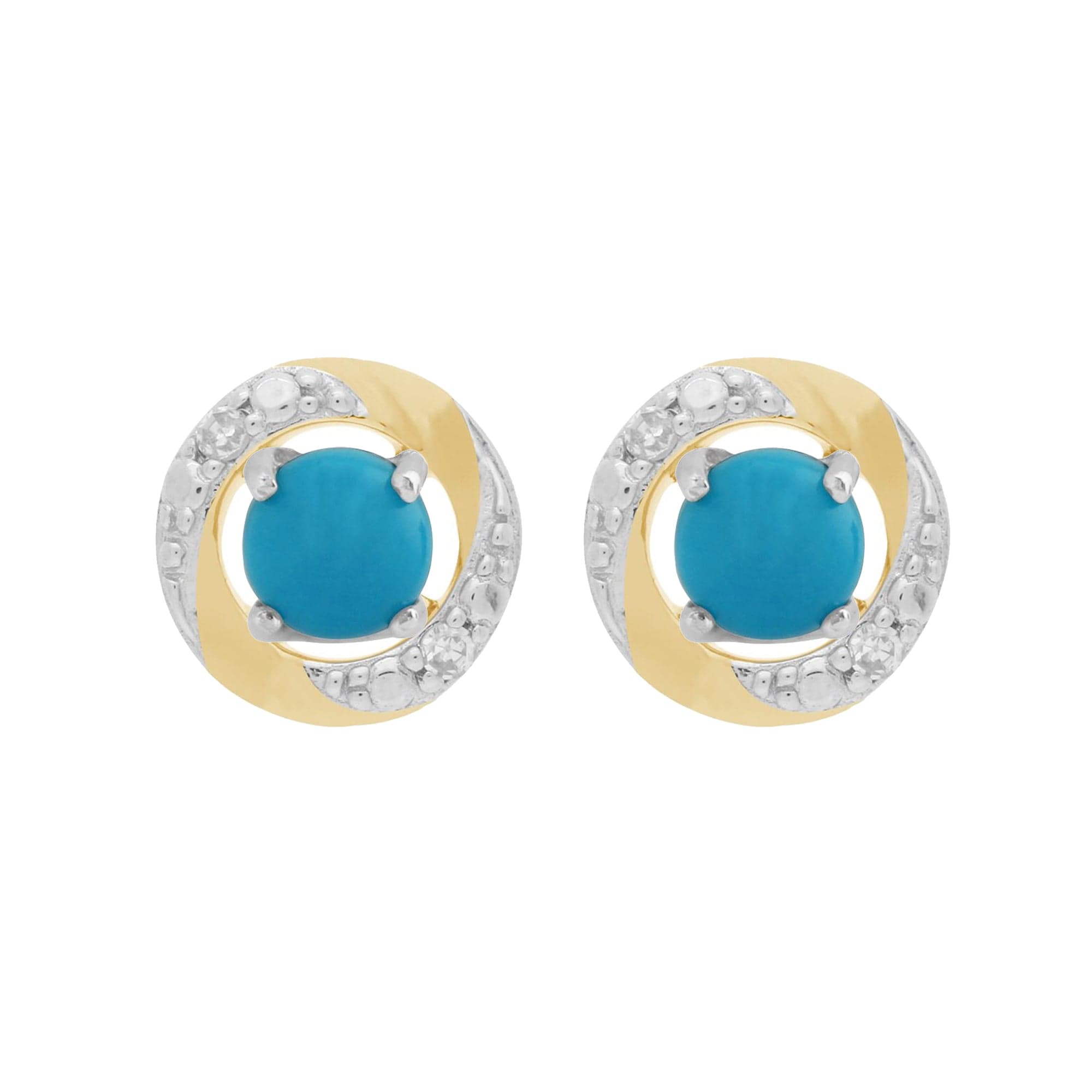 162E0071219-191E0374019 9ct White Gold Turquoise Stud Earrings with Detachable Diamond Halo Ear Jacket in 9ct Yellow Gold 1
