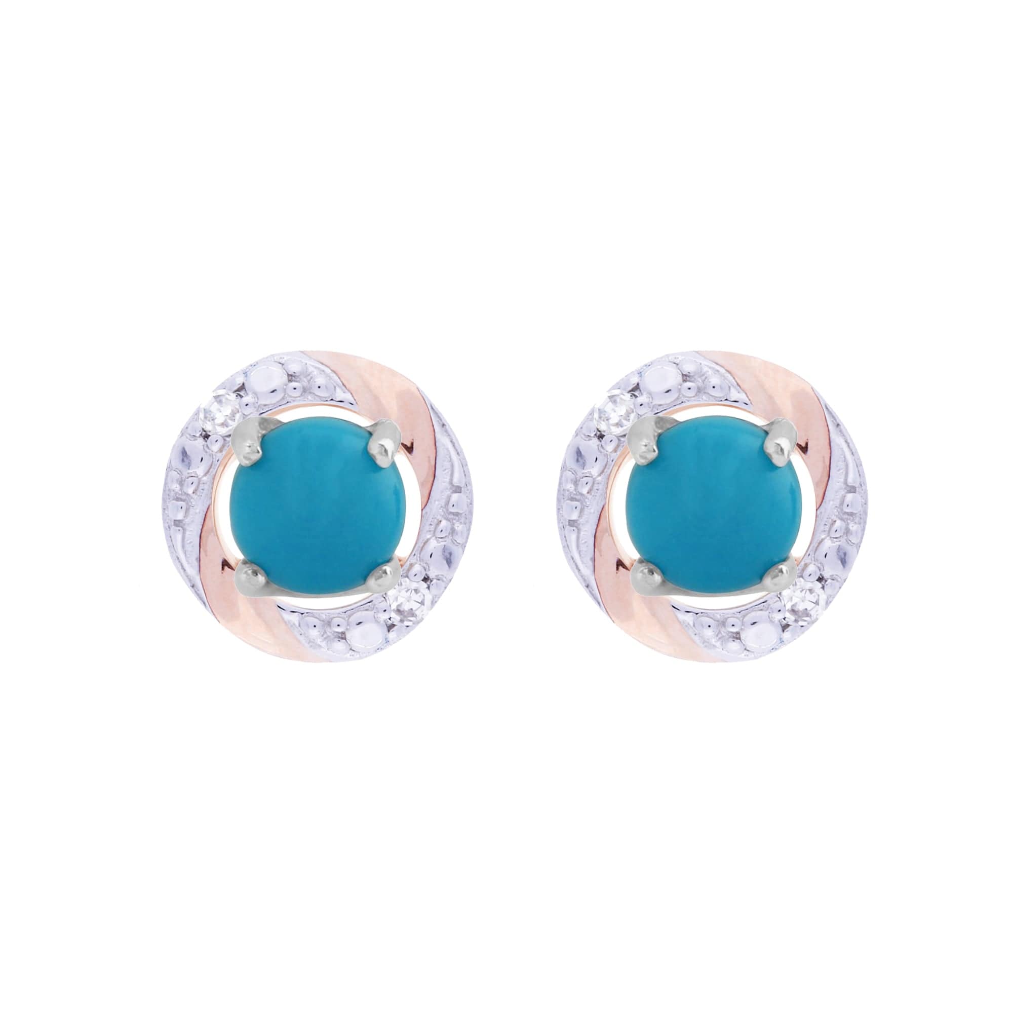 162E0071219-191E0378019 Classic Round Turquoise Stud Earrings with Detachable Diamond Round Earrings Jacket Set in 9ct White Gold 1
