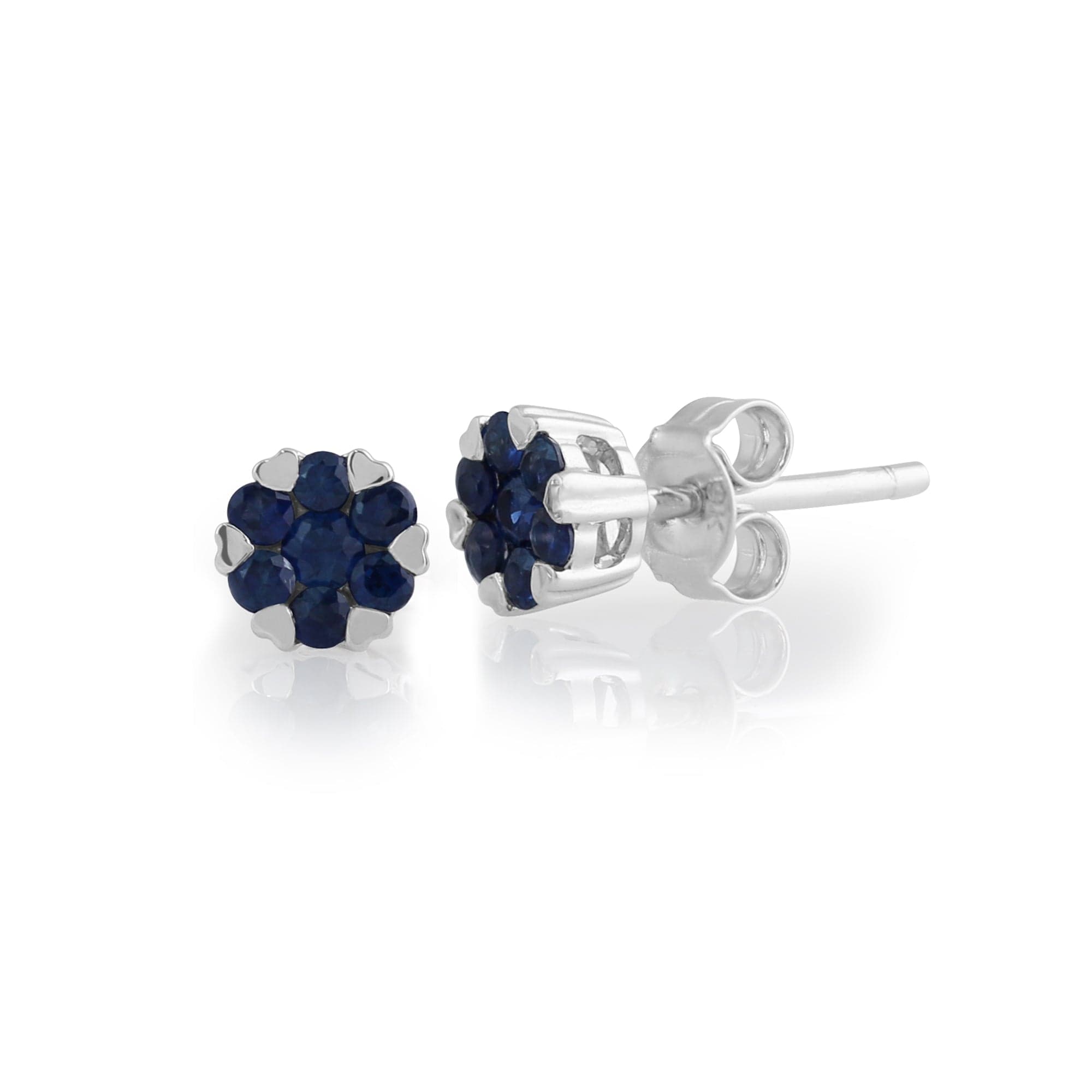 Gemondo 9ct White Gold 0.34ct Sapphire Floral Cluster Stud Earrings Image