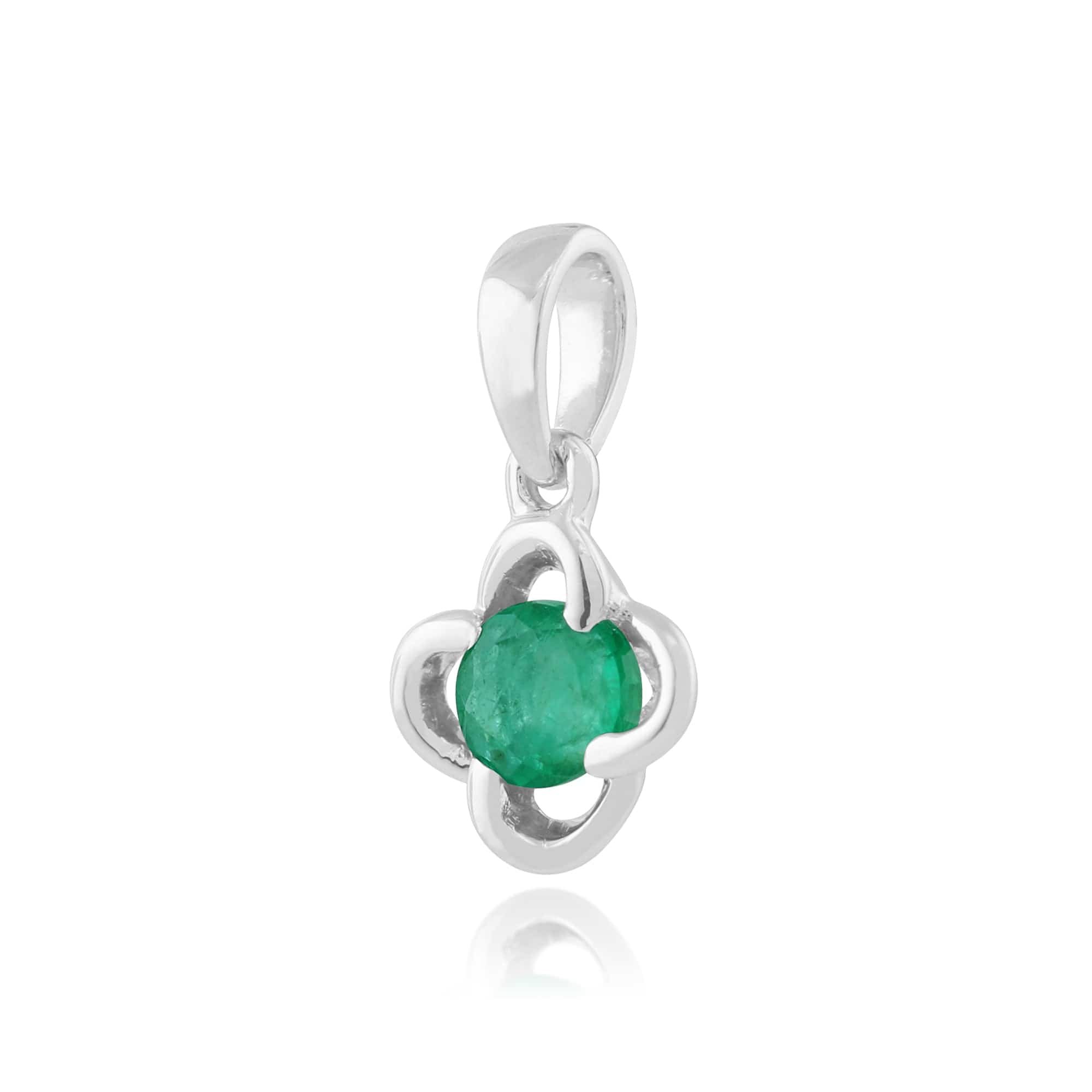 162P0095029 Floral Round Emerald & Diamond Halo Pendant in 9ct White Gold 2