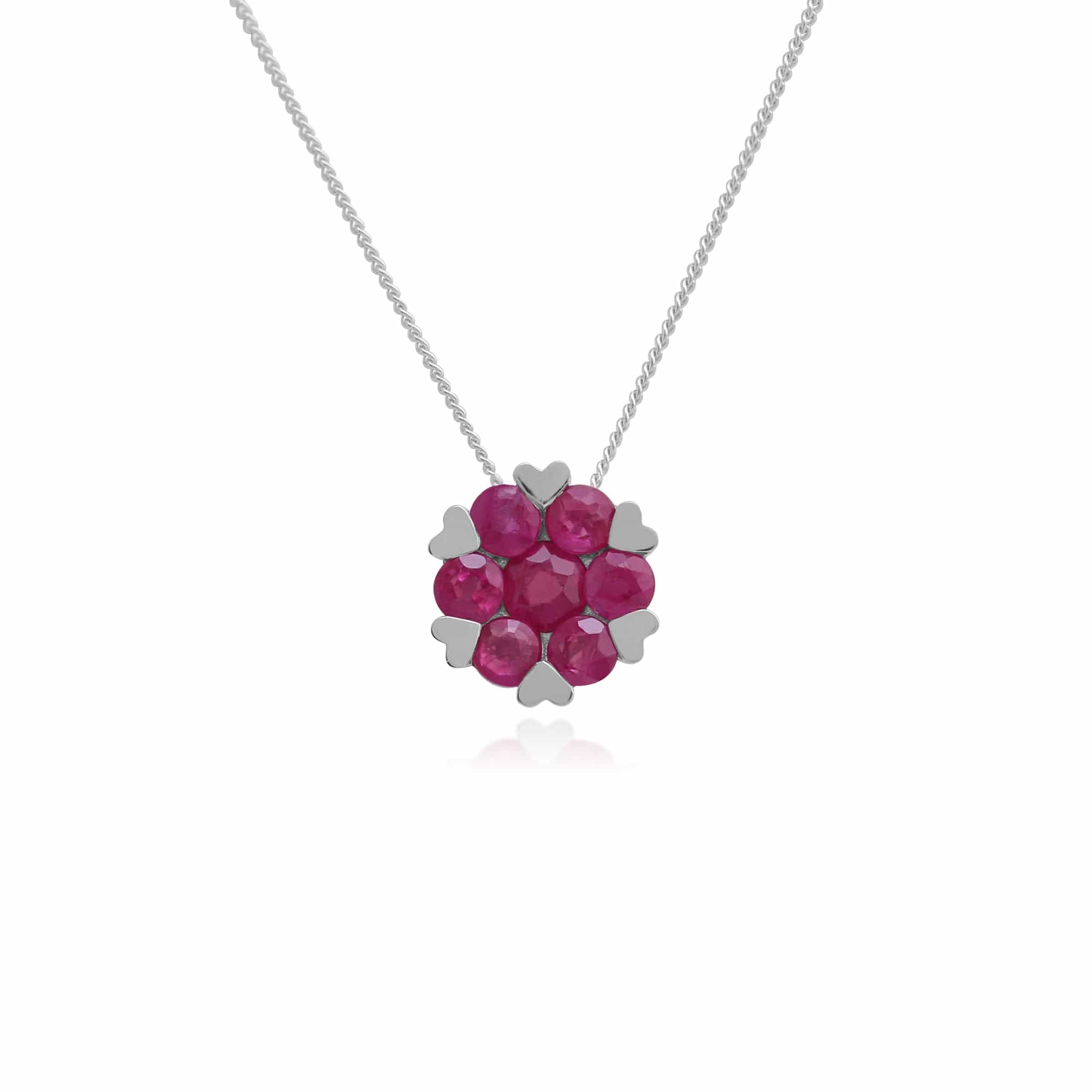 Gemondo 9ct White Gold 0.50ct Ruby Floral Cluster Pendant on 45cm Chain Image