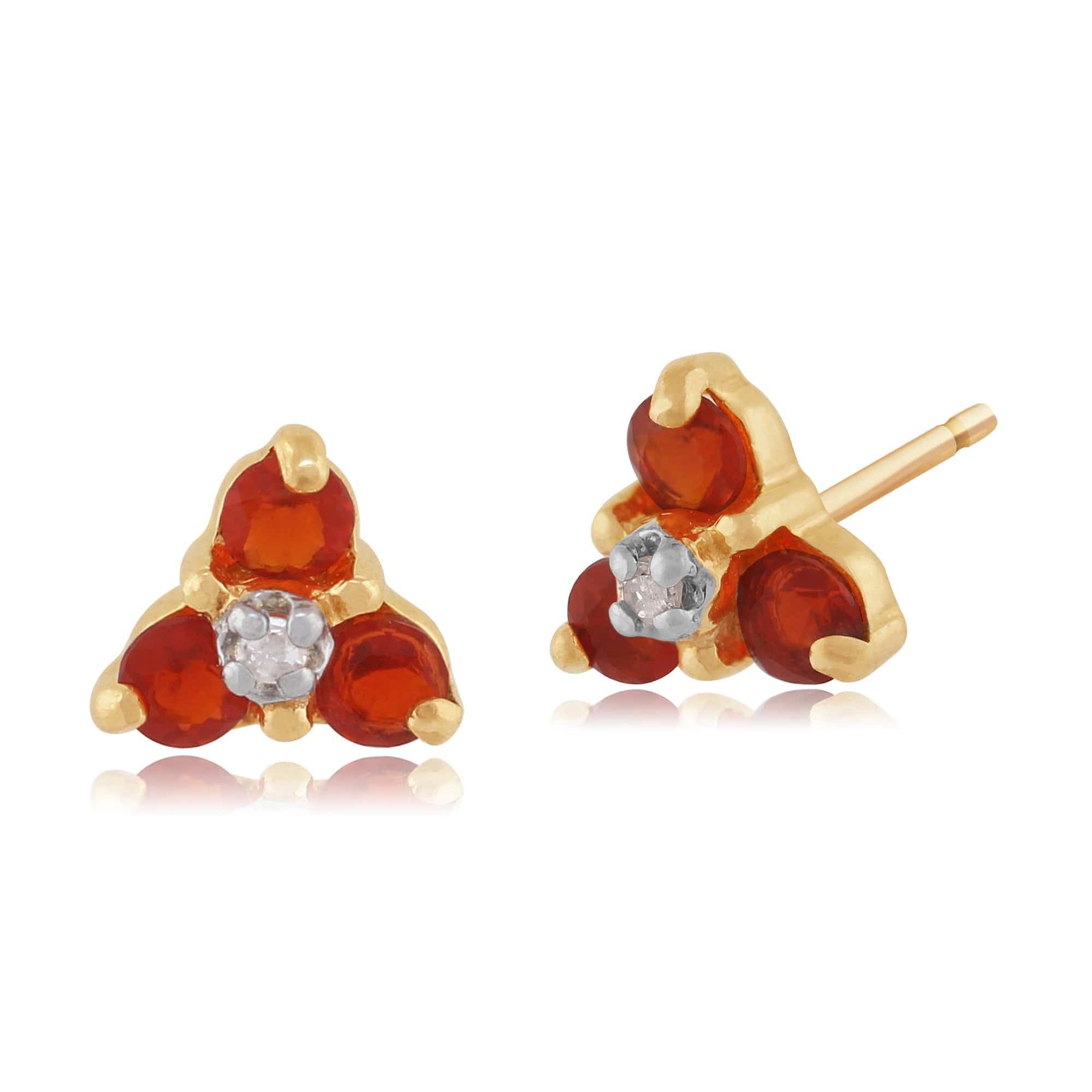 Floral Fire Opal & Diamond Stud Earrings & Pendant Set Image 2