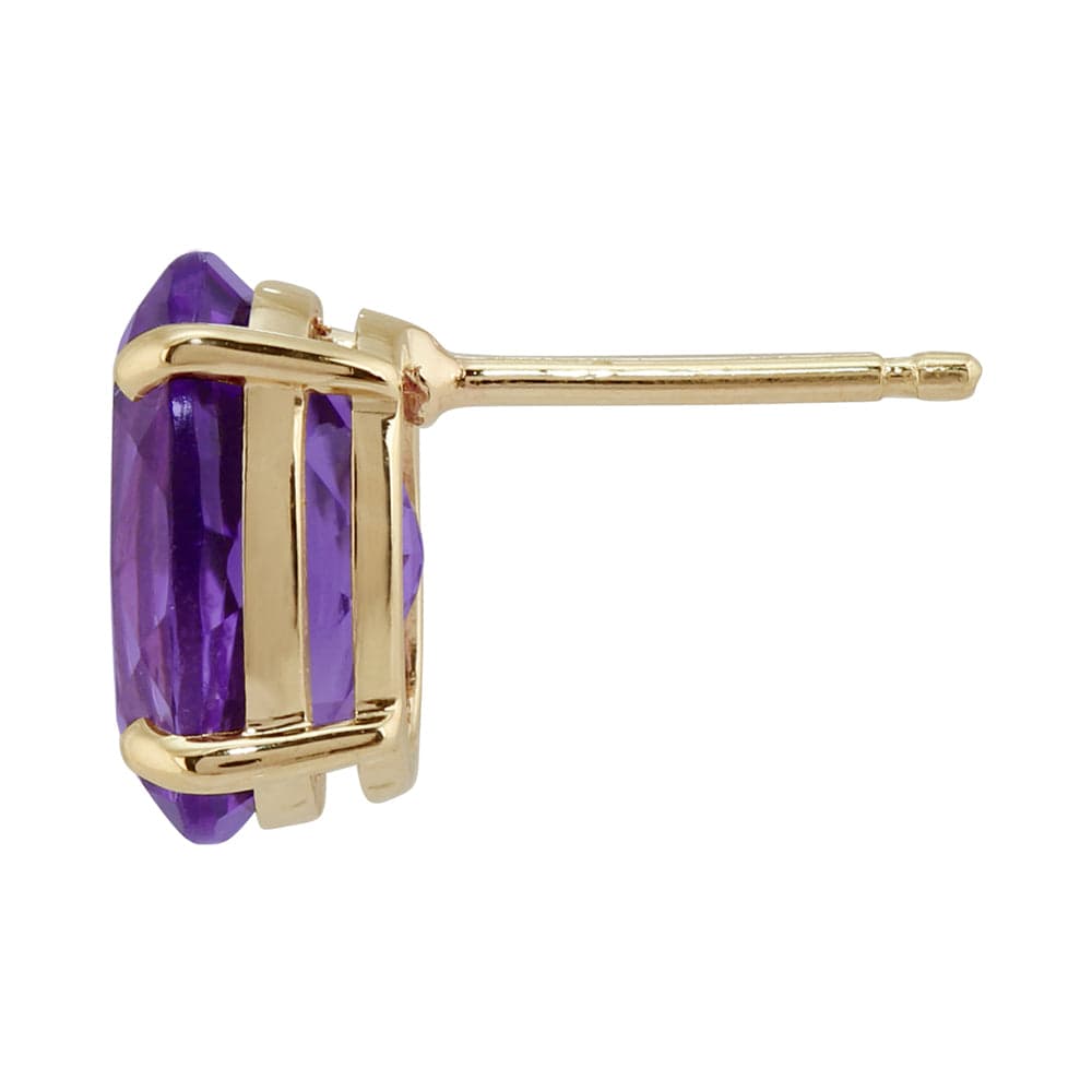 16671 Classic Oval Claw Set Amethyst Stud Earrings in 9ct Yellow Gold 2