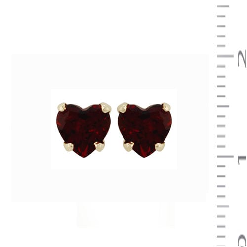 26940-135P1463029 Classic Heart Garnet Single Stone Heart Stud Earrings & Pendant Set in 9ct Yellow Gold 4