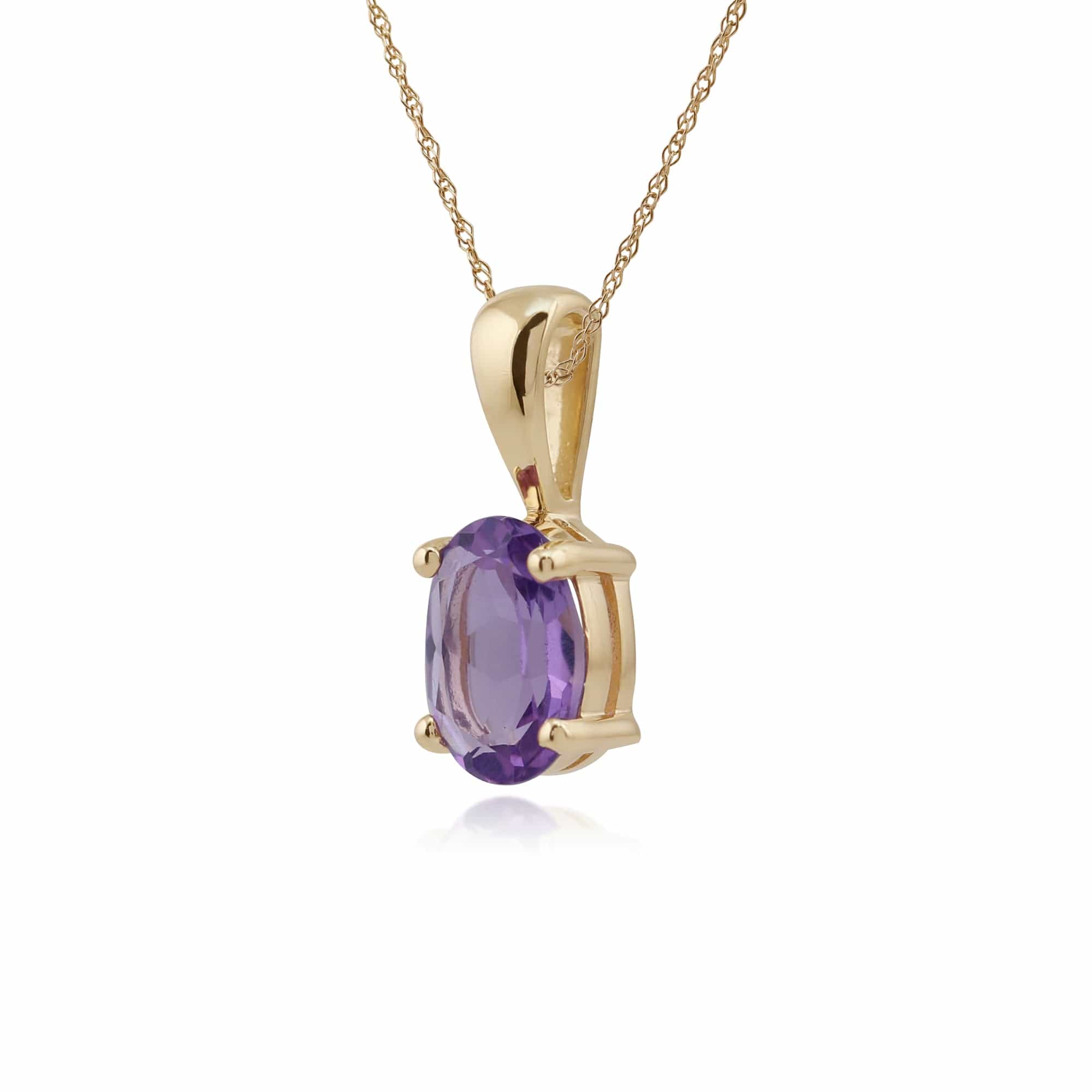 10745 Classic Oval Amethyst Pendant in 9ct Yellow Gold 2