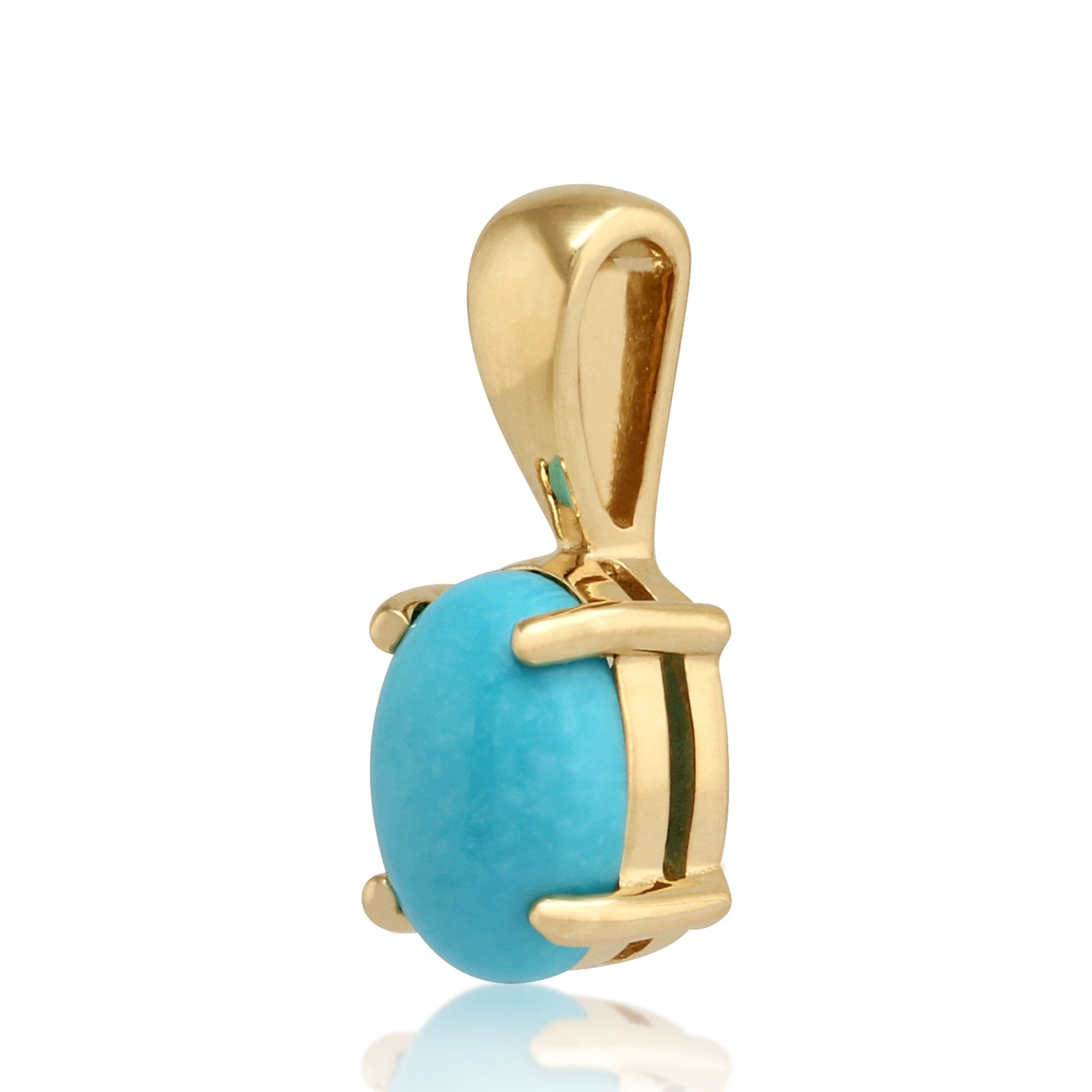 10749 Classic Oval Turquoise Pendant in 9ct Yellow Gold 2