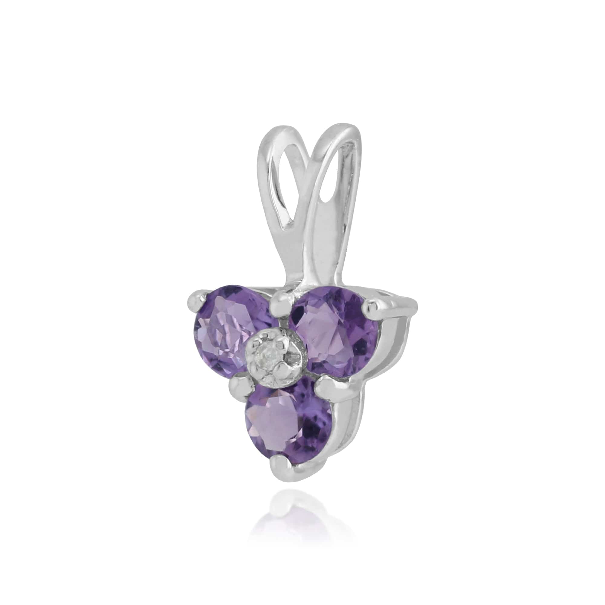 10877 Floral Amethyst & Diamond Pendant in 9ct White Gold 2