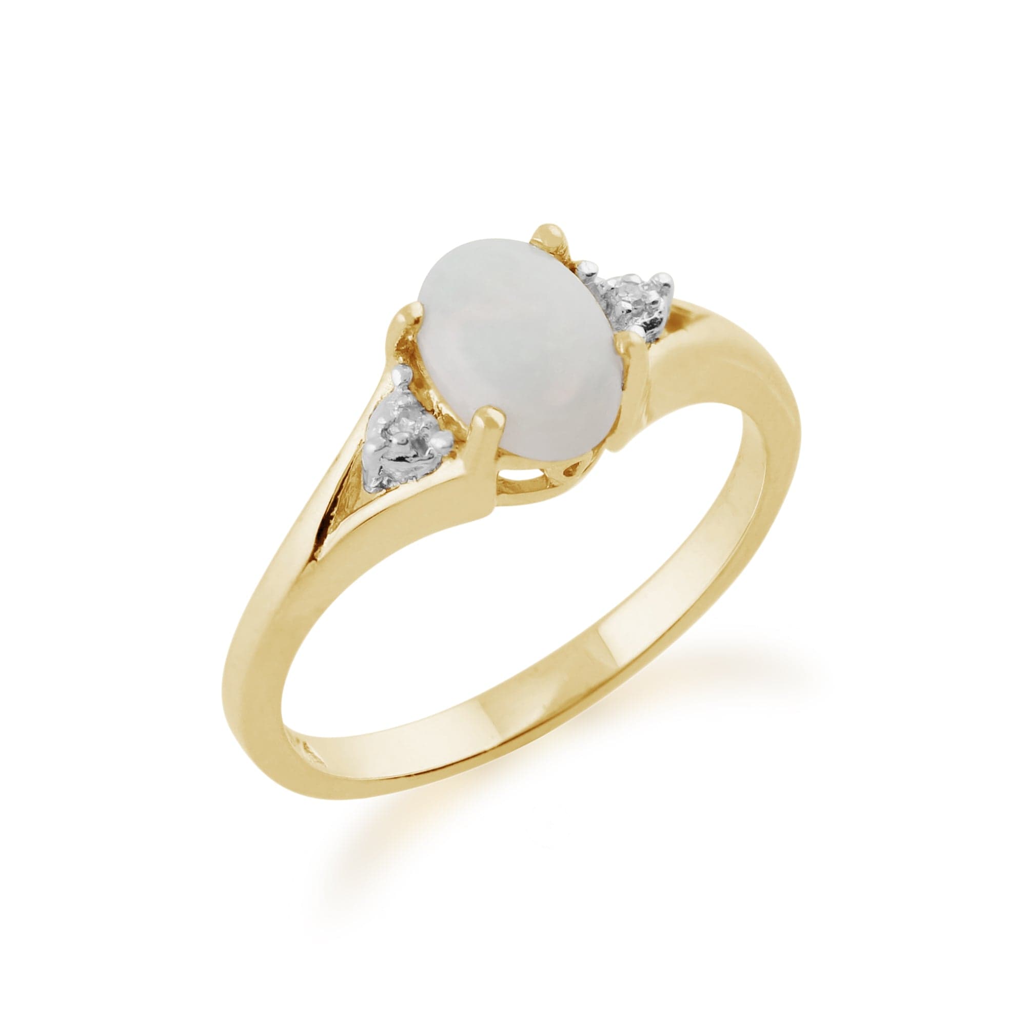 11165 Classic Oval Opal & Diamond Ring in 9ct Yellow Gold 3