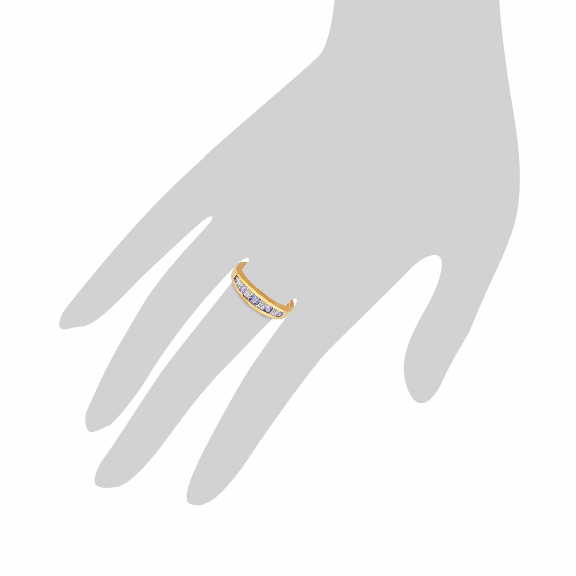 9ct Yellow Gold 0.34ct Tanzanite & Diamond Half Eternity Ring Image 3