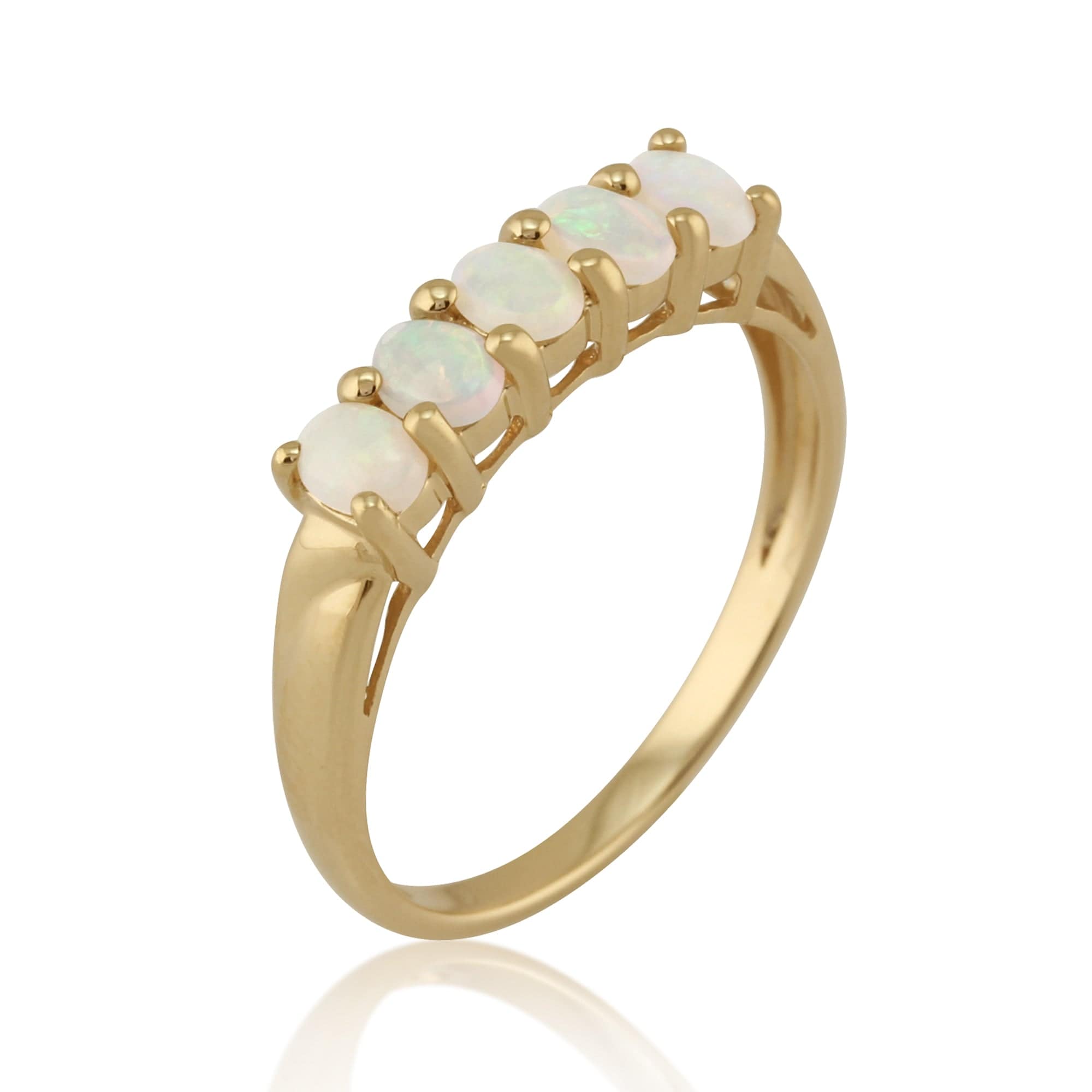 11287 Classic 0.47ct Oval Opal Five Stone Ring in 9ct Yellow Gold 2