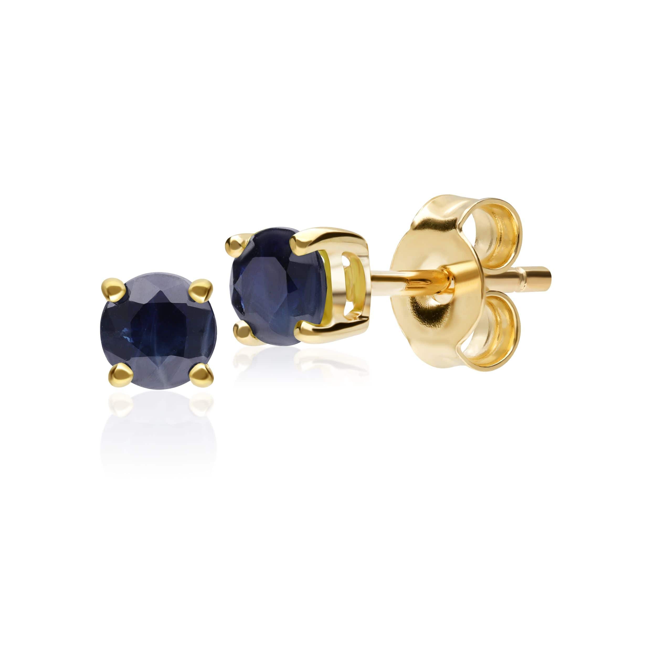 183E0083409 Classic Round Sapphire Stud Earrings in 9ct Yellow Gold 1