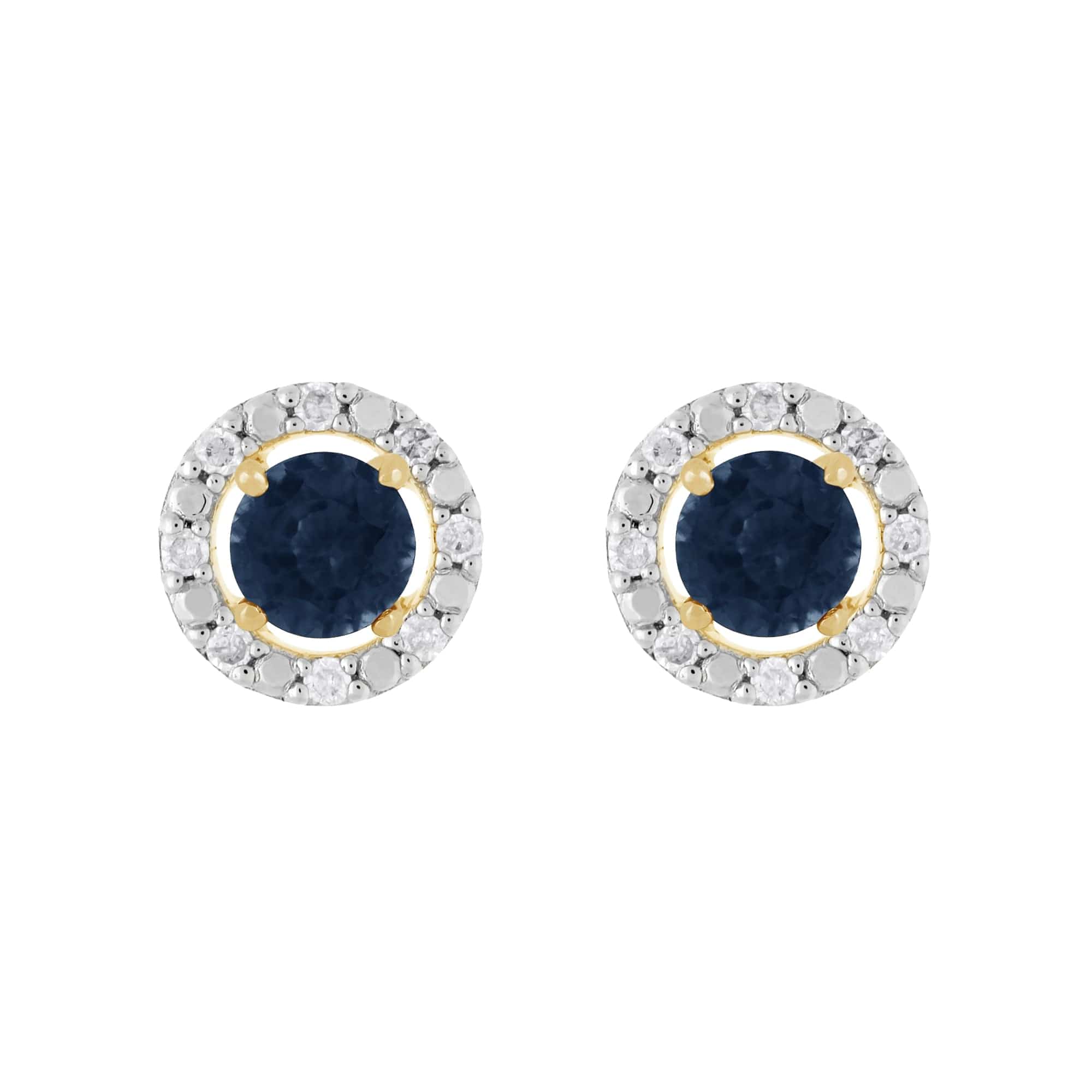 183E0083409-191E0376019 Classic Round Sapphire Stud Earrings with Detachable Diamond Round Earrings Jacket Set in 9ct Yellow Gold 1
