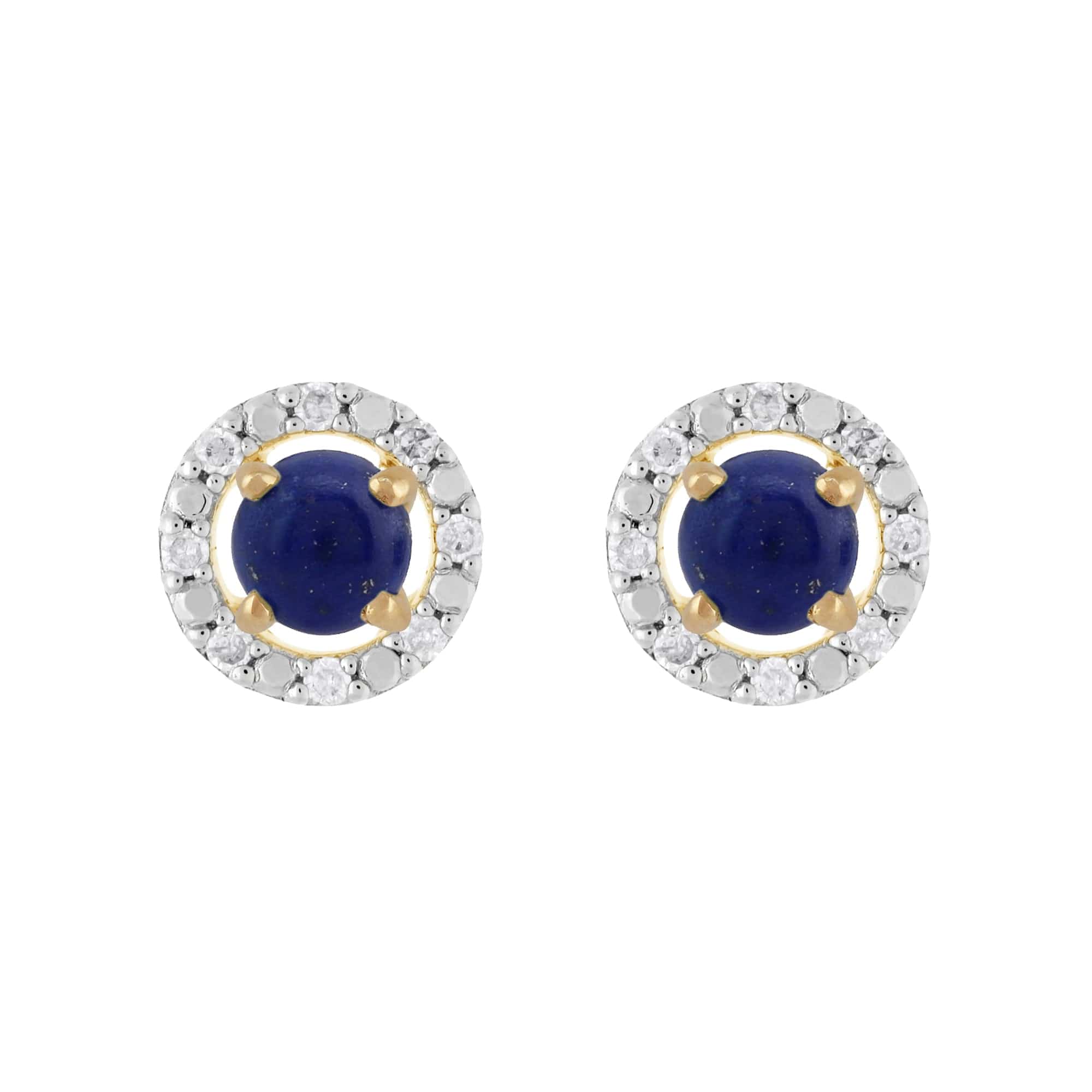 183E0083419-191E0376019 Classic Round Lapis Lazuli Stud Earrings with Detachable Diamond Round Earrings Jacket Set in 9ct Yellow Gold 1