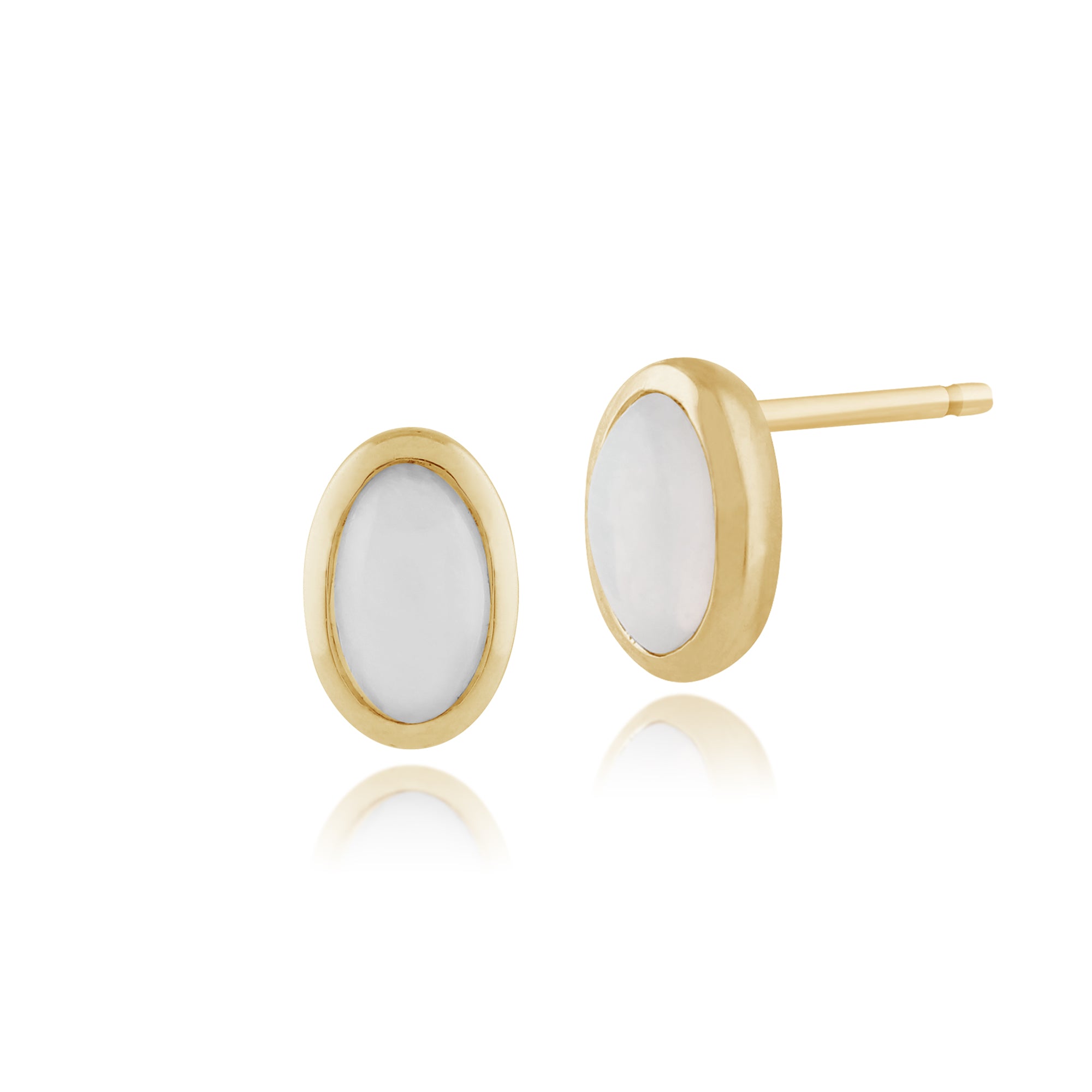 Classic Oval Opal Bezel Stud Earrings & Pendant Set Image 2