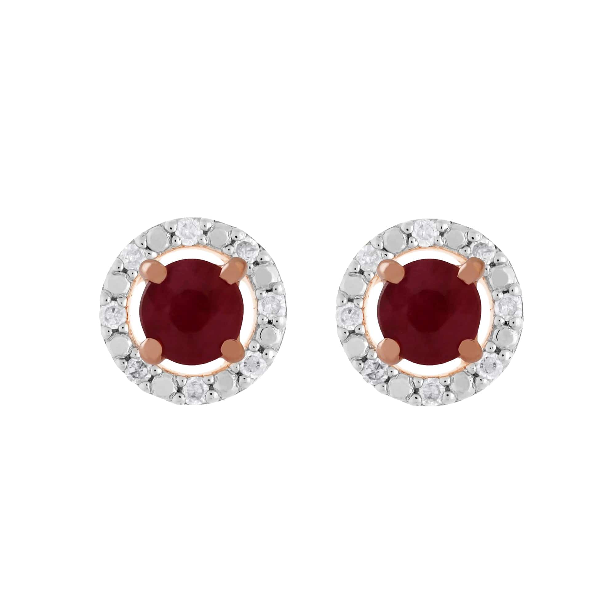 183E4316069-191E0377019 Classic Round Ruby Stud Earrings with Detachable Diamond Round Ear Jacket in 9ct Rose Gold 1