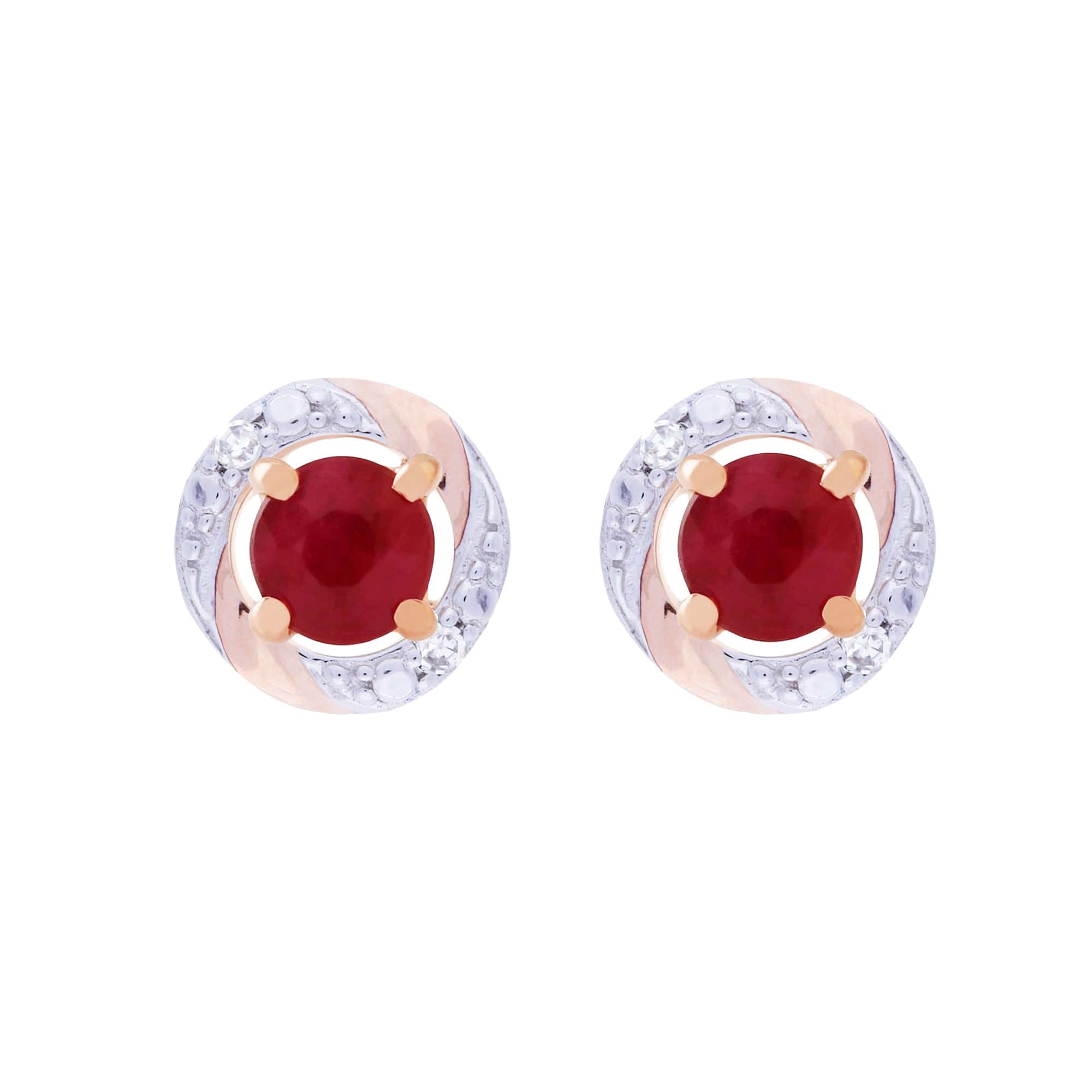 183E4316069-191E0378019 Classic Round Ruby Stud Earrings with Detachable Diamond Round Earrings Jacket Set in 9ct Rose Gold 1