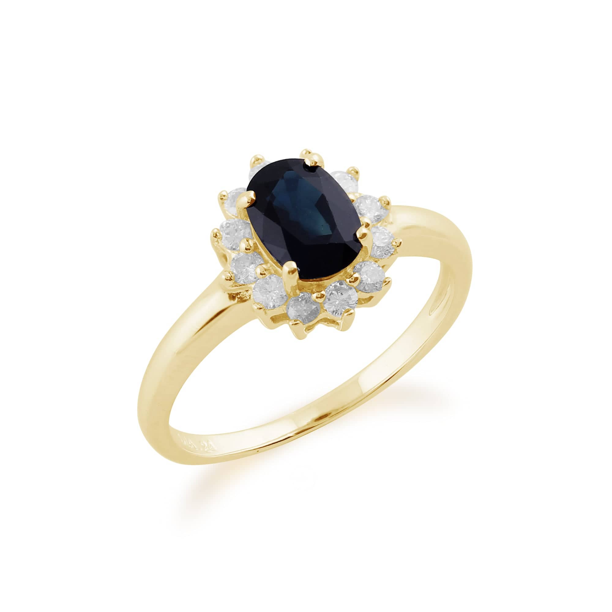 183R1846089 Classic Oval Sapphire & Diamond Cluster Ring in 9ct Yellow Gold  2