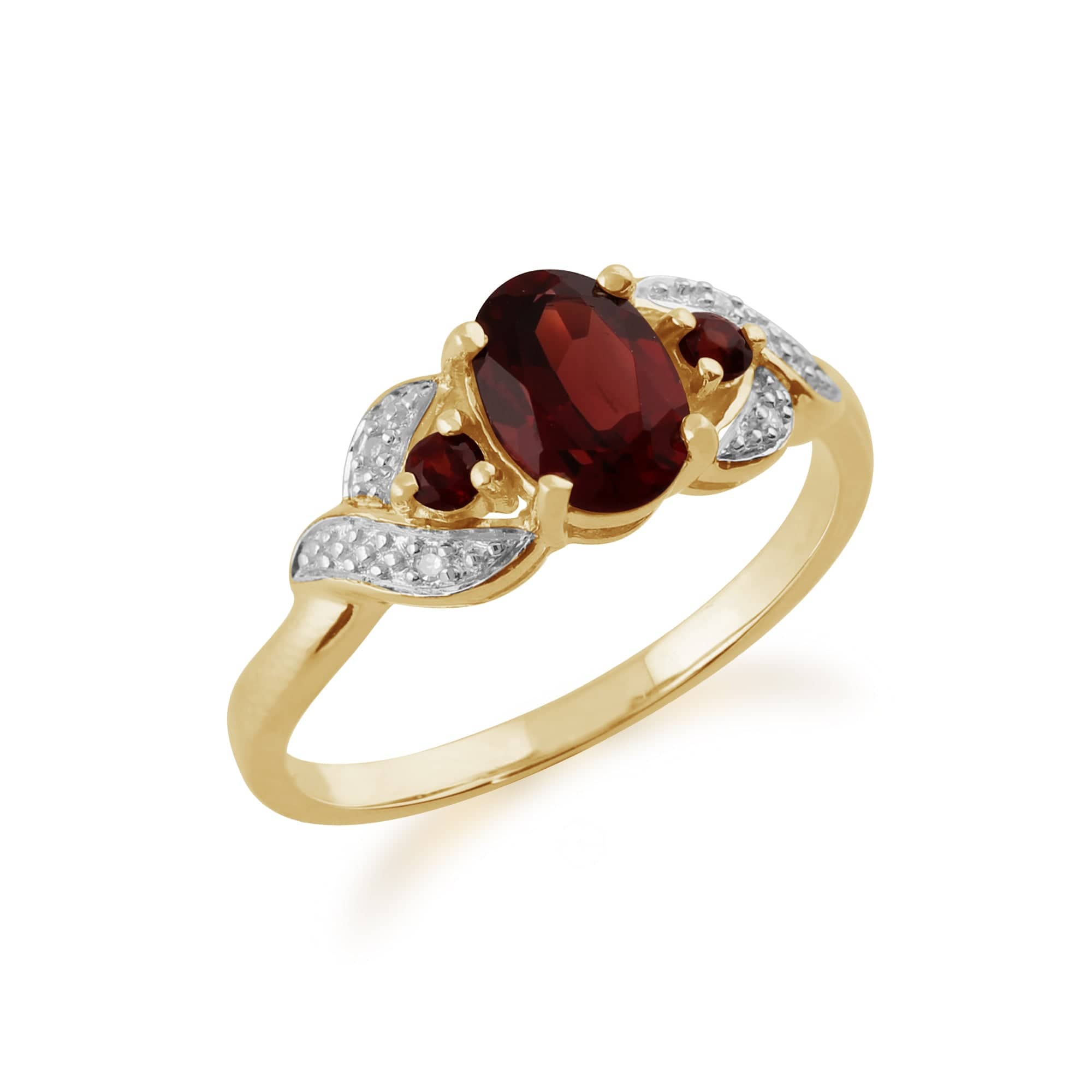 183R3430099 Classic Oval Mozambique Garnet & Diamond Ring in 9ct Yellow Gold 2