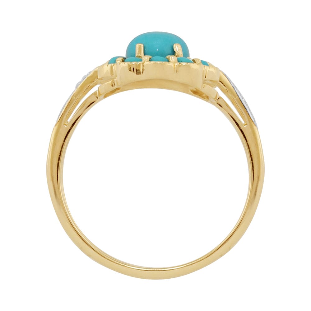 183R4245019 Contemporary Oval Turquoise & Diamond Boho Ring in 9ct Yellow Gold 3