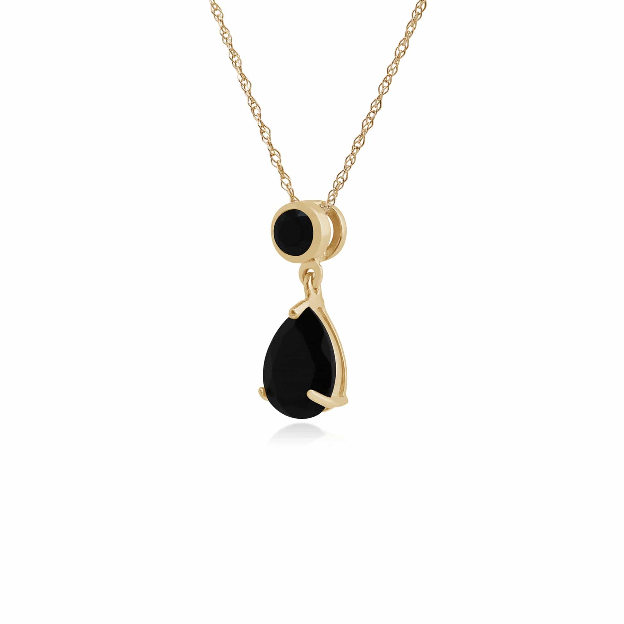 186P0188089 Classic Pear & Round Black Onyx Pendant in 9ct Yellow Gold 2