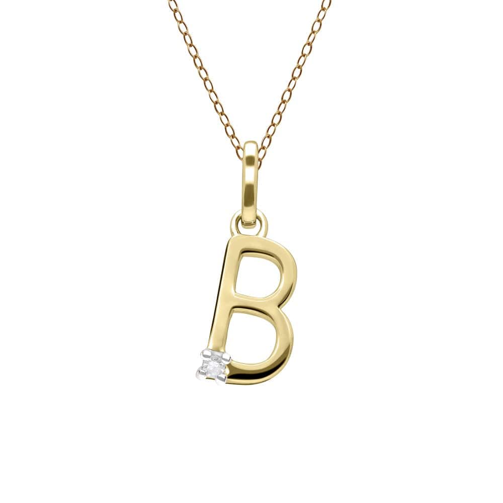 191P0739019 Initial Diamond Letter Necklace In 9ct Yellow Gold 3