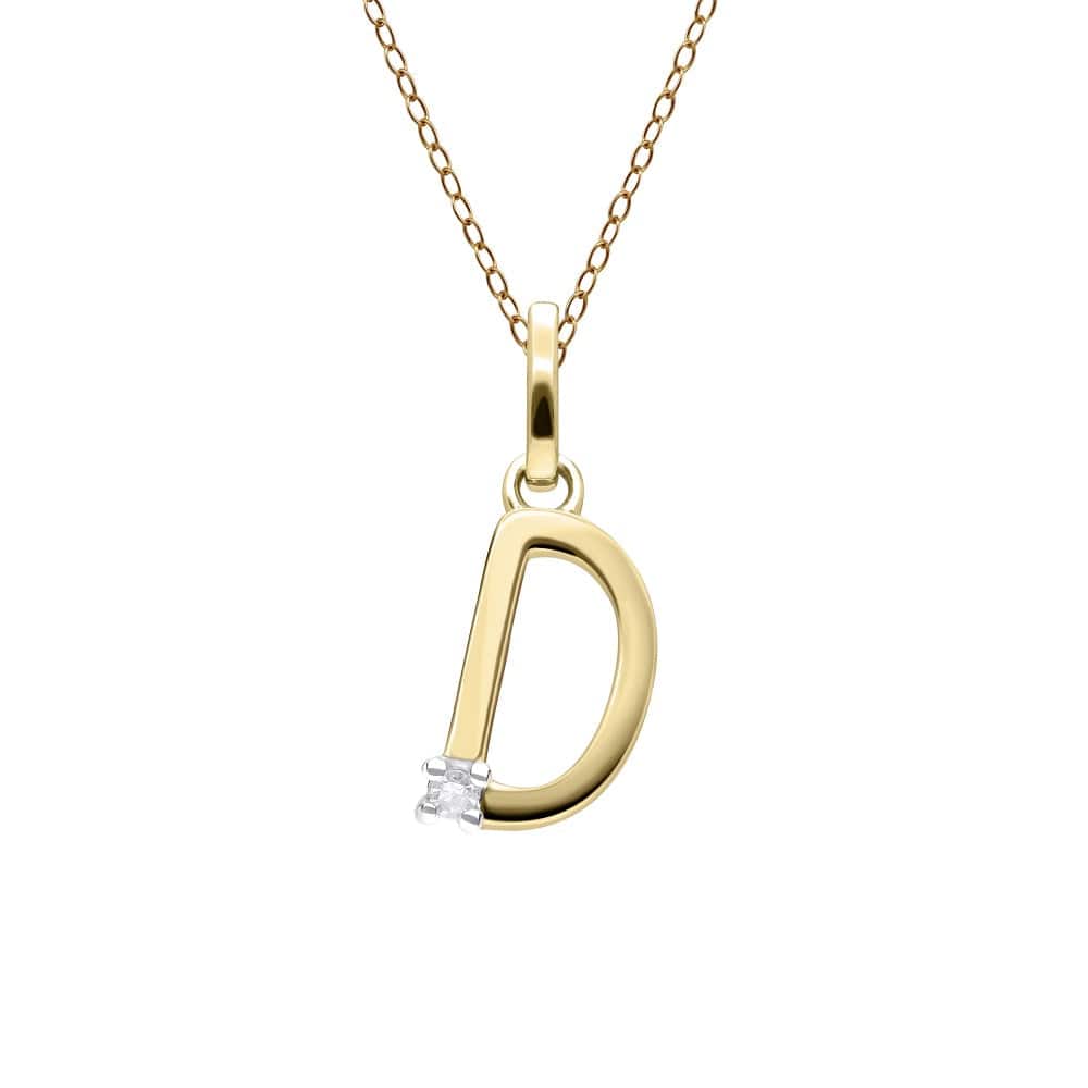 191P0752019 Initial Diamond Letter Necklace In 9ct Yellow Gold 5