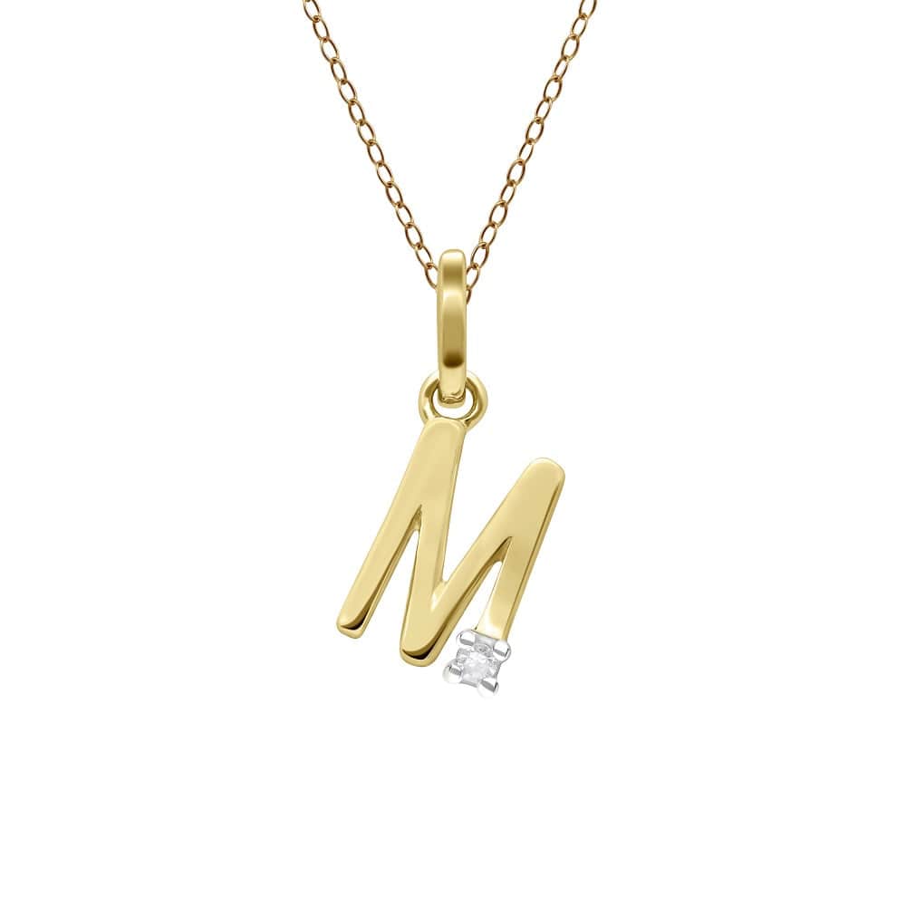 191P0744019 Initial Diamond Letter Necklace In 9ct Yellow Gold 14