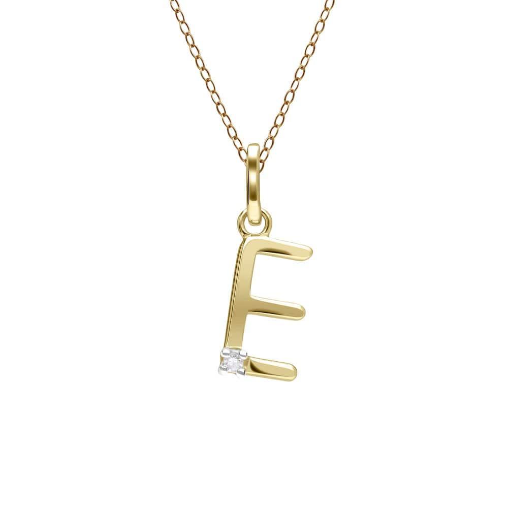 191P0753019 Initial Diamond Letter Necklace In 9ct Yellow Gold 6