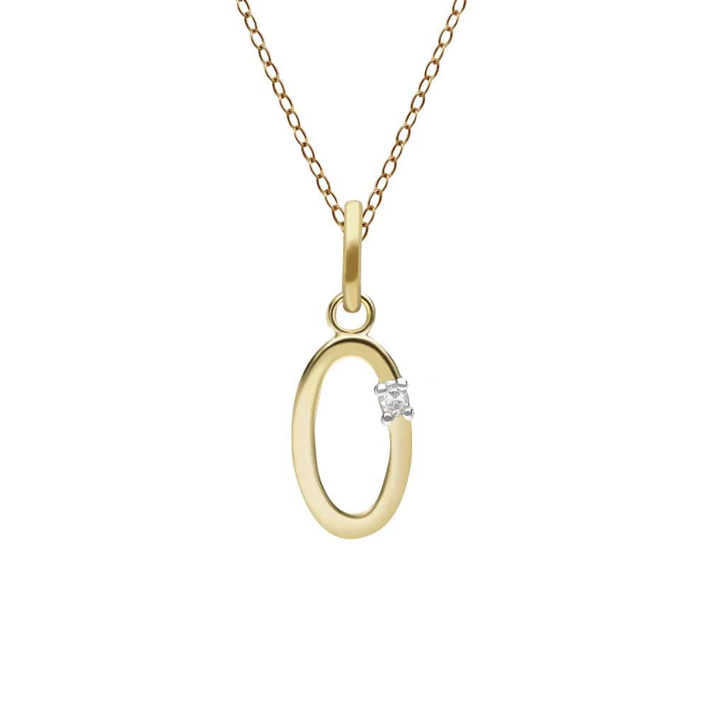 191P0745019 Initial Diamond Letter Necklace In 9ct Yellow Gold 16