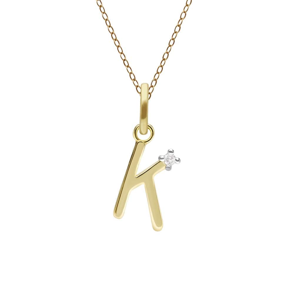 191P0755019 Initial Diamond Letter Necklace In 9ct Yellow Gold 12
