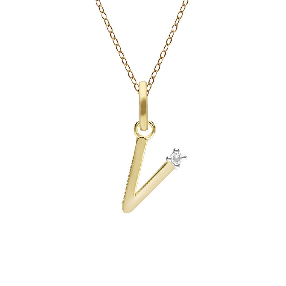 191P0747019 Initial Diamond Letter Necklace In 9ct Yellow Gold 23