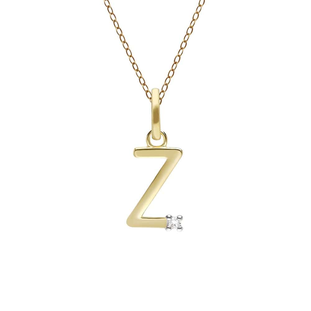 191P0765019 Initial Diamond Letter Necklace In 9ct Yellow Gold 27