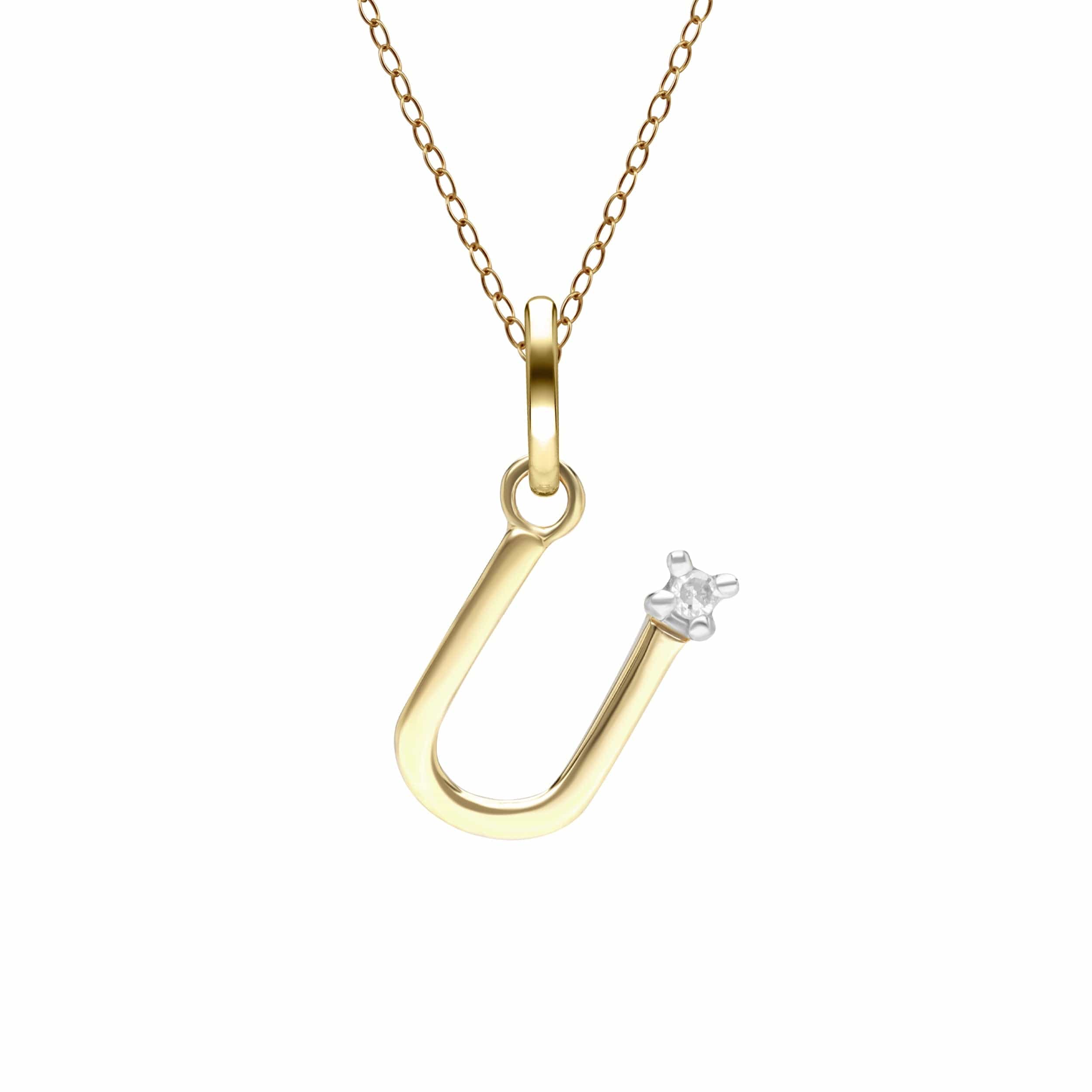 191P0762019 Initial Diamond Letter Necklace In 9ct Yellow Gold 22