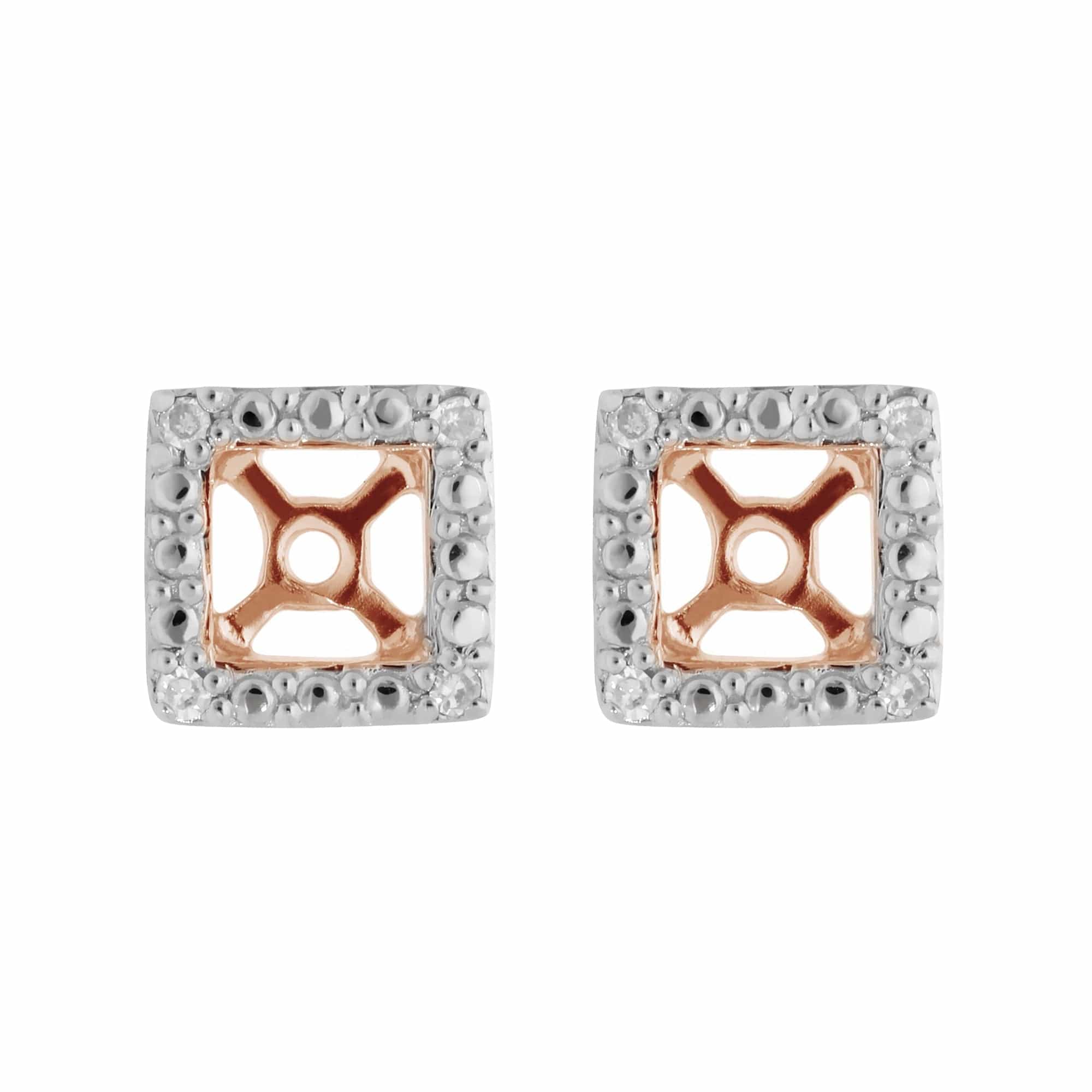 Classic Round Diamond Square Earring Jacket in 9ct Rose Gold - Gemondo