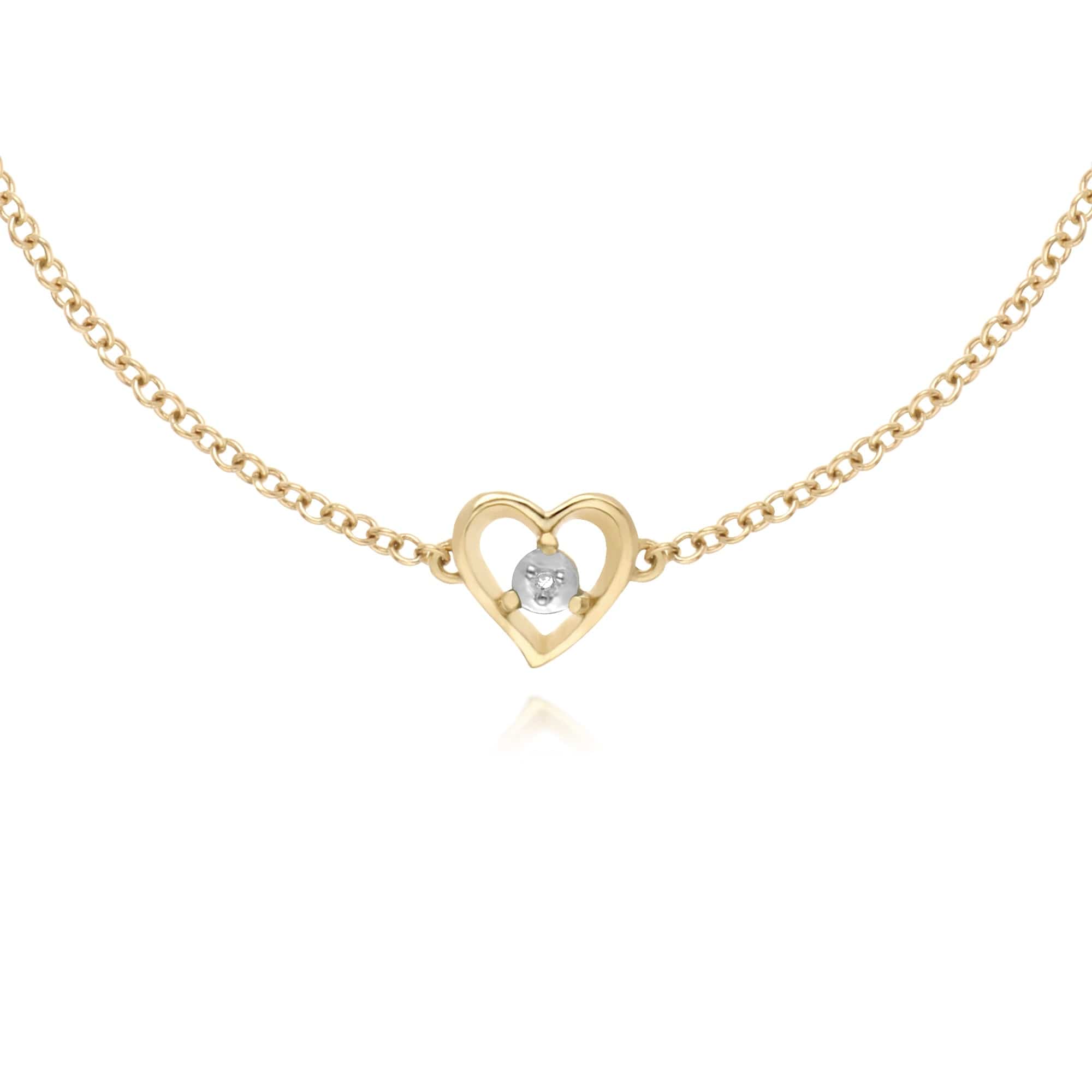 191L0154019 Gemondo 9ct Yellow Gold Diamond Round Single Stone Heart 19cm Bracelet 1