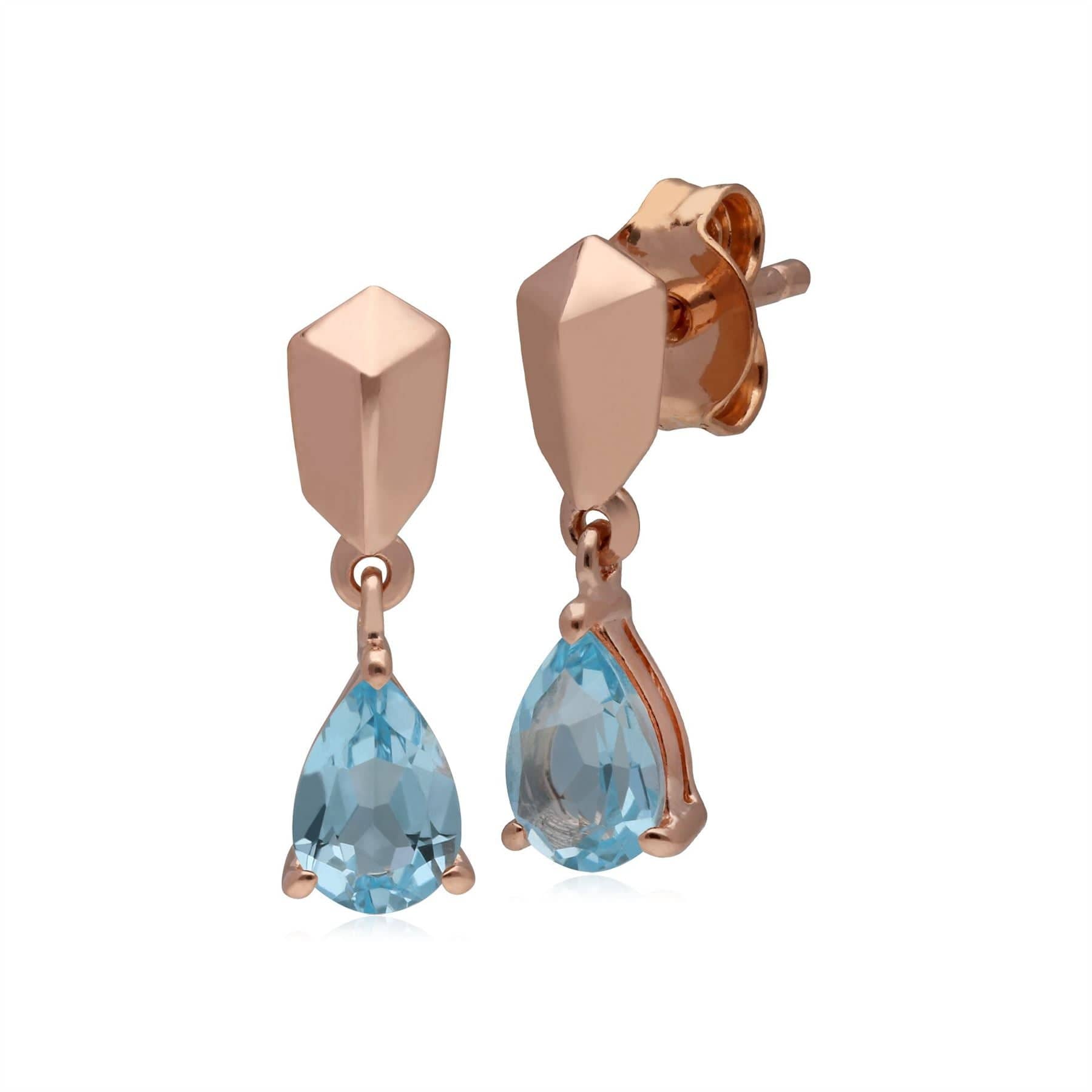 270E029303925 Micro Statement Topaz Drop Earrings in Rose Plated Silver 1