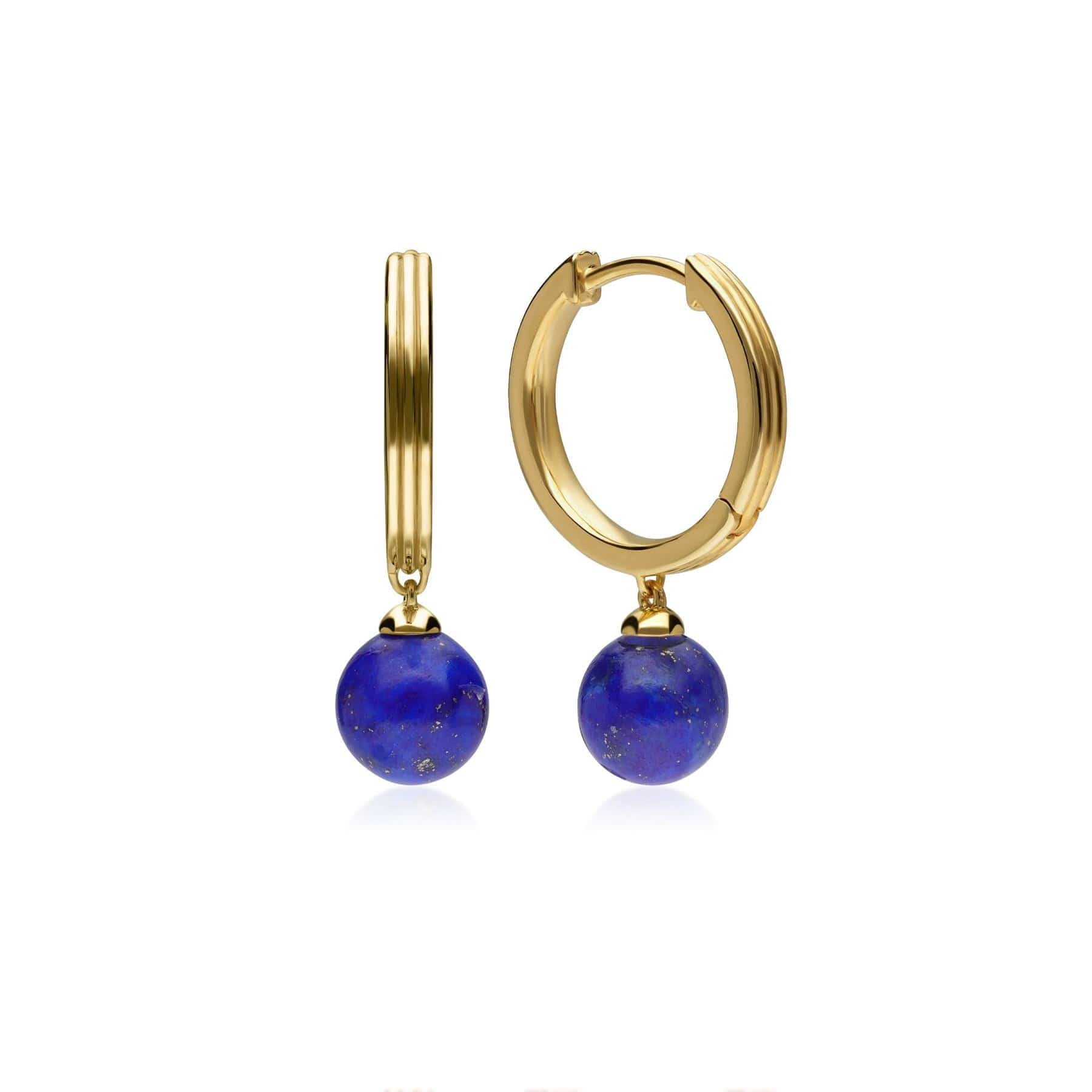270E033101925 Caruso Lapis Lazuli Dangle Hoop Earrings In Sterling Silver 4