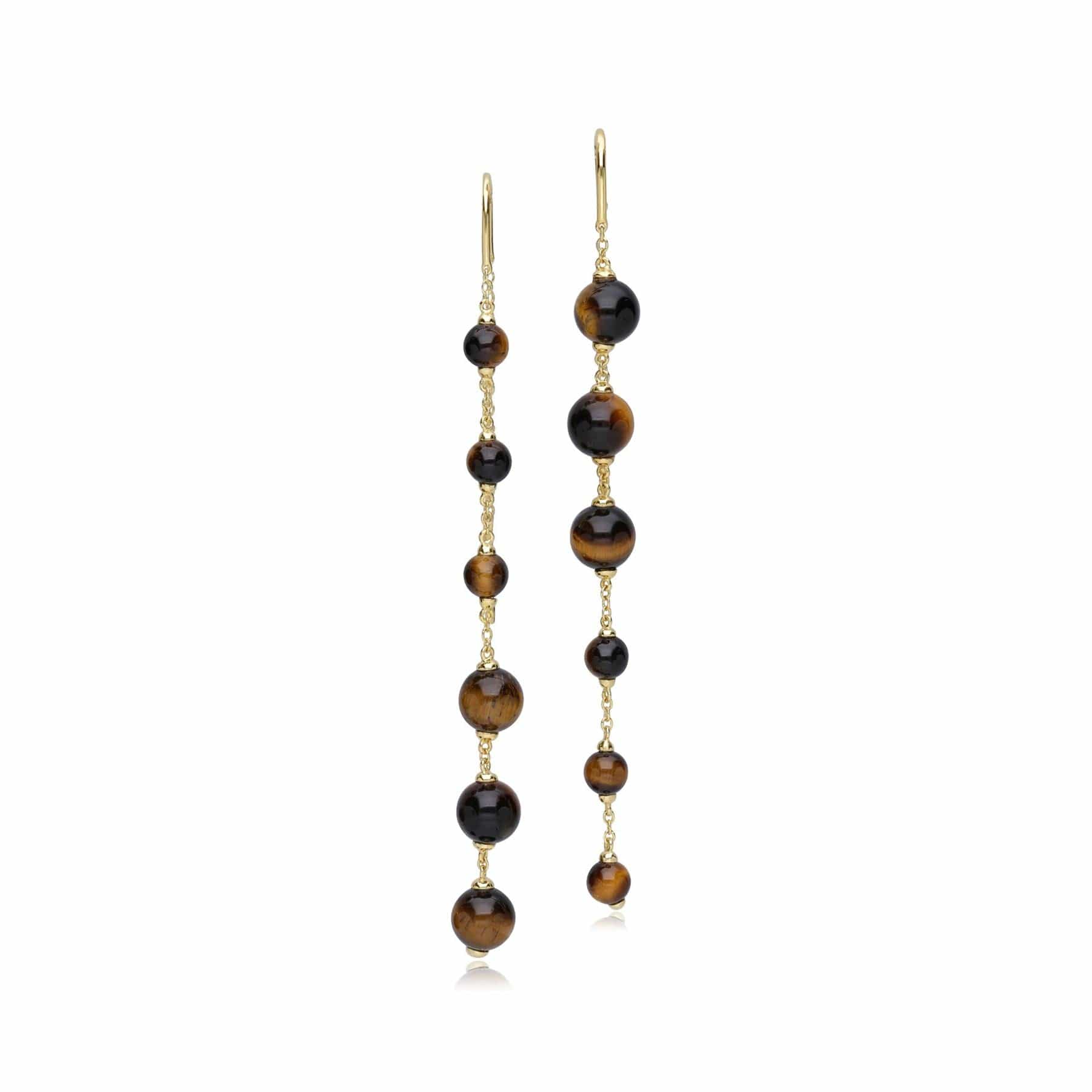 270E033902925 ECFEW™ Unifier Mismatched Tiger's Eye Dangle Drop Earrings In Sterling Silver 1