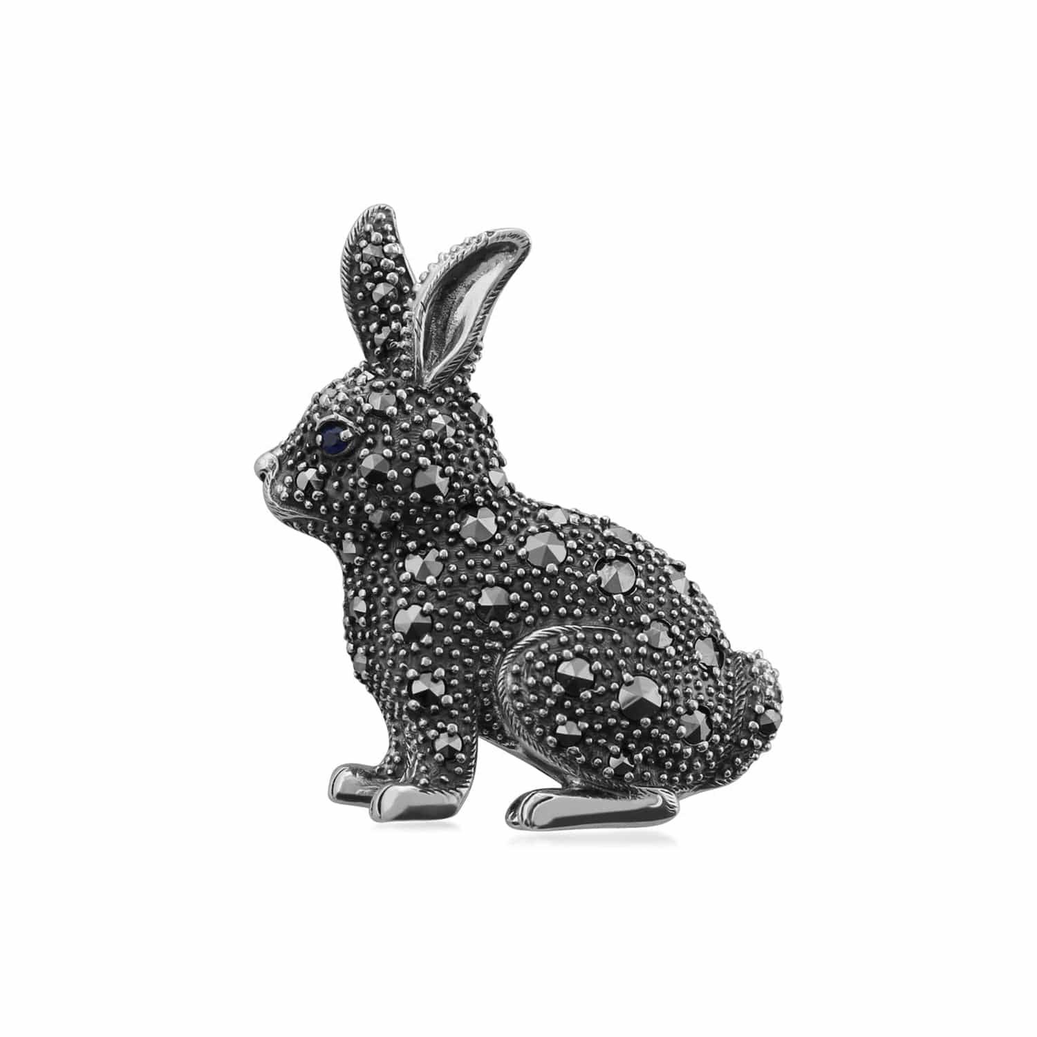 214C269601925 Marcasite & Sapphire Rabbit Brooch in 925 Sterling Silver 1
