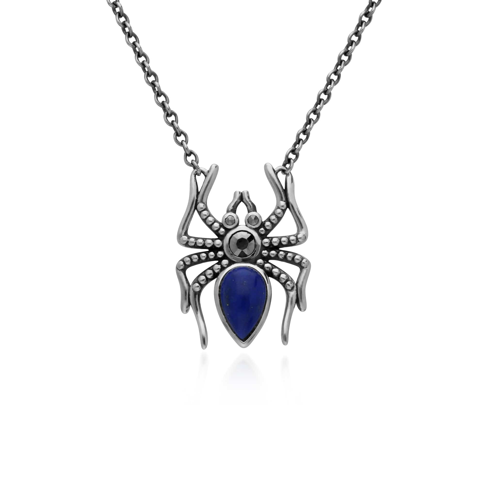 214N699601925 Gemondo Sterling Silver Lapis Lazuli & Marcasite Spider 45cm Necklace 1