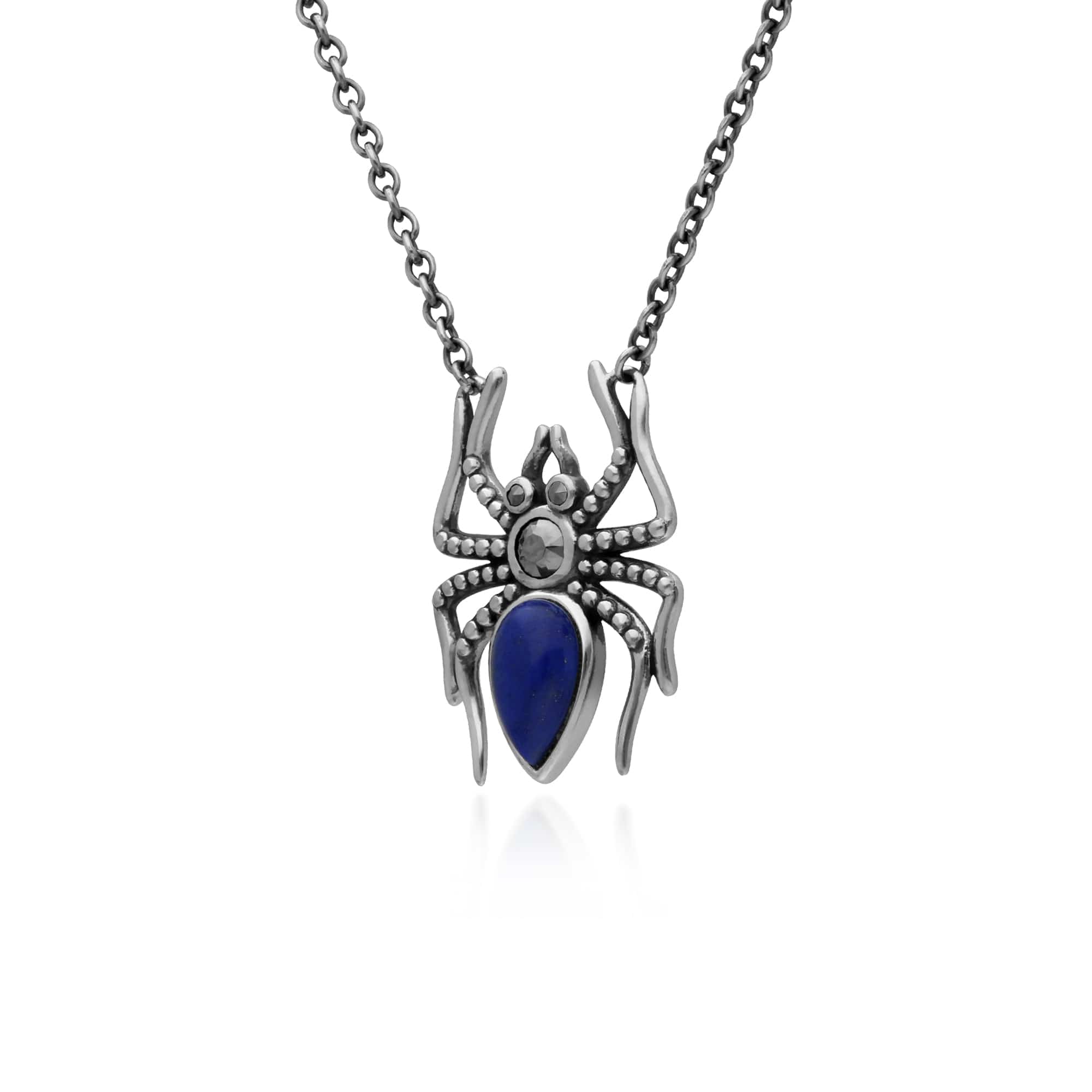 214N699601925 Gemondo Sterling Silver Lapis Lazuli & Marcasite Spider 45cm Necklace 2