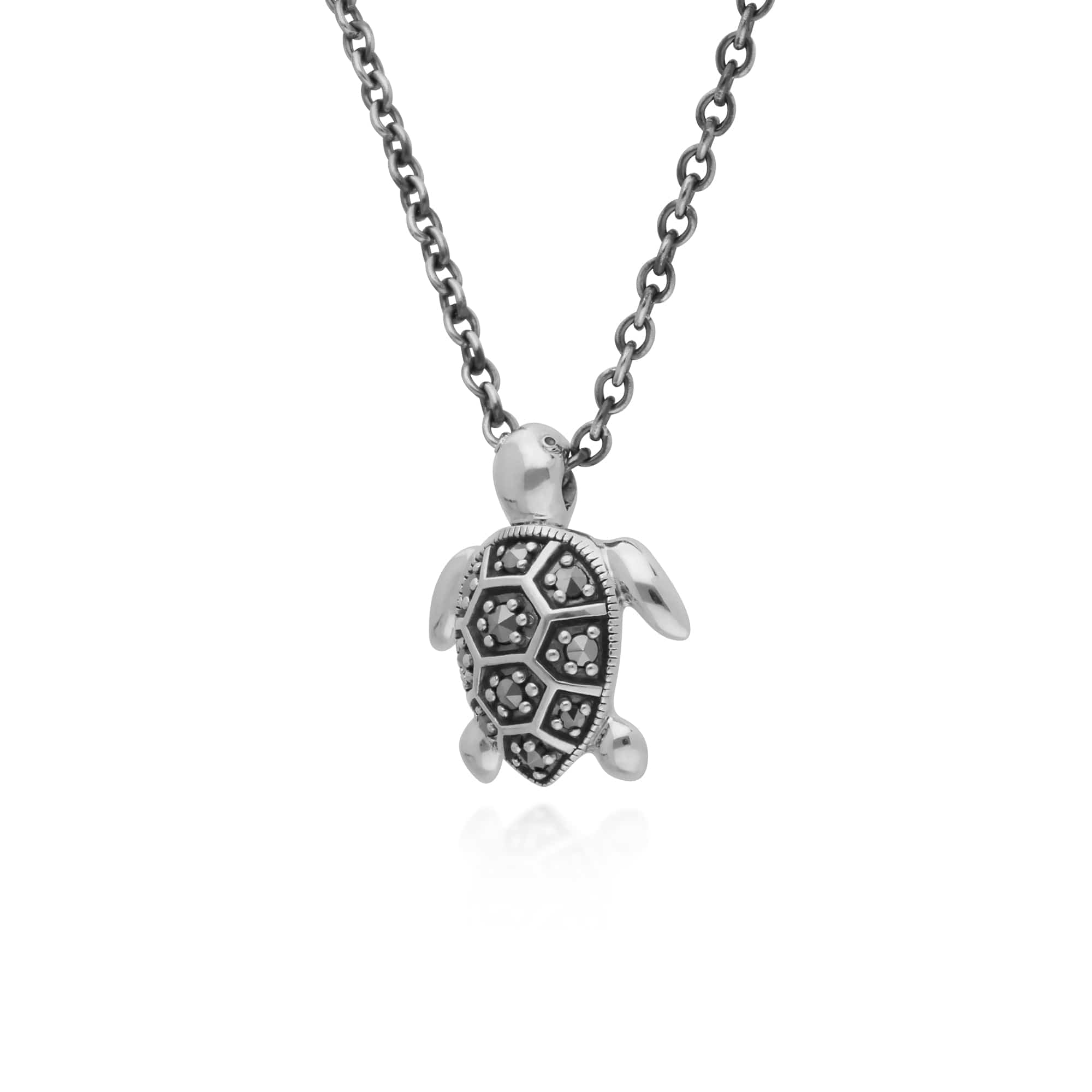 214N702101925 Gemondo Sterling Silver Marcasite Turtle 45cm Necklace 2