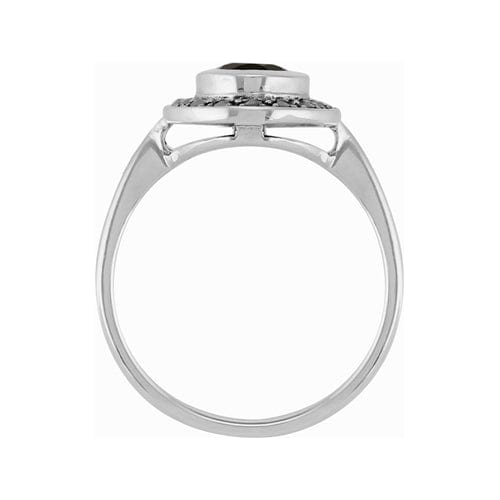 214R000837925 Art Deco Style Smokey Quartz & Marcasite Ring in 925 Sterling Silver 2