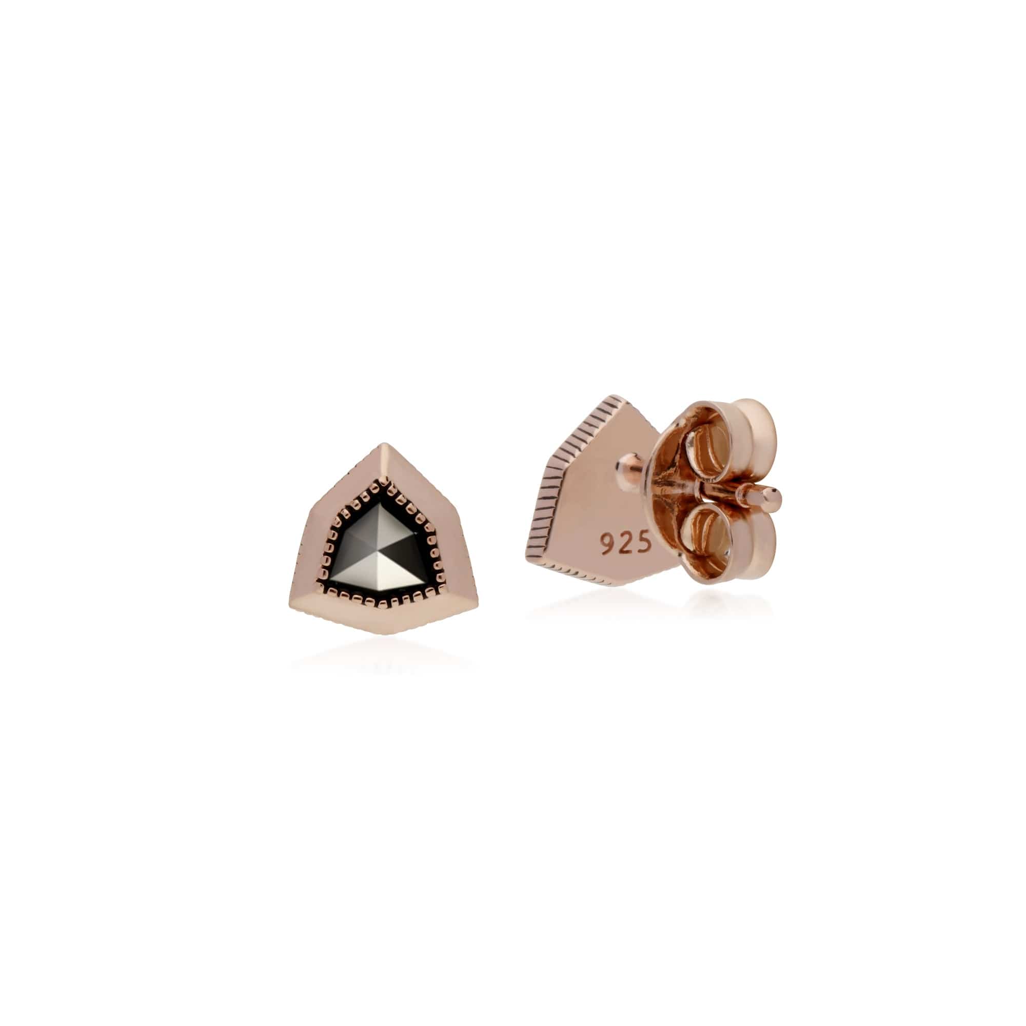 224E022501925 Rose Gold Plated Shield Marcasite Stud Earrings in 925 Sterling Silver 2