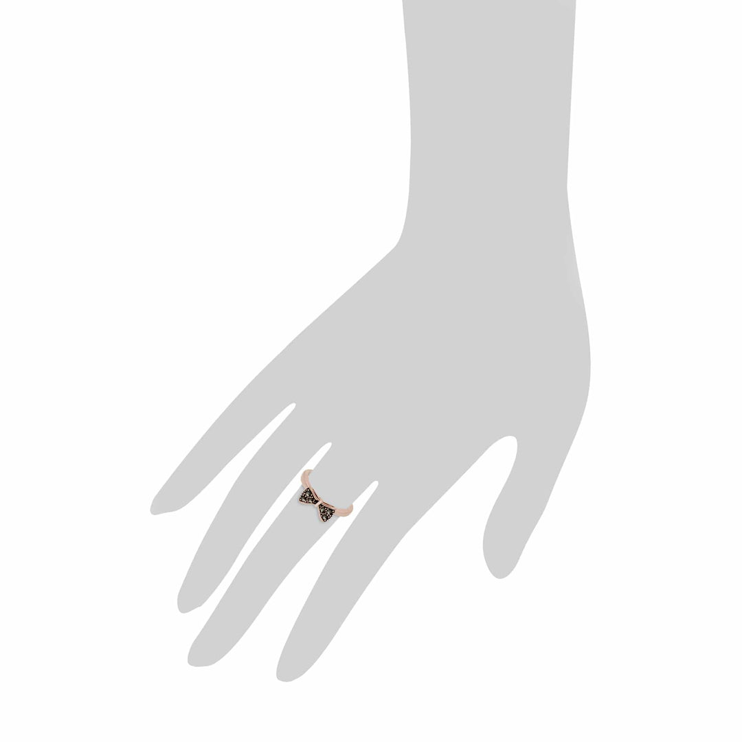 224R031101925 Rose Gold Plated Round Marcasite Bow Design Ring in 925 Sterling Silver 3