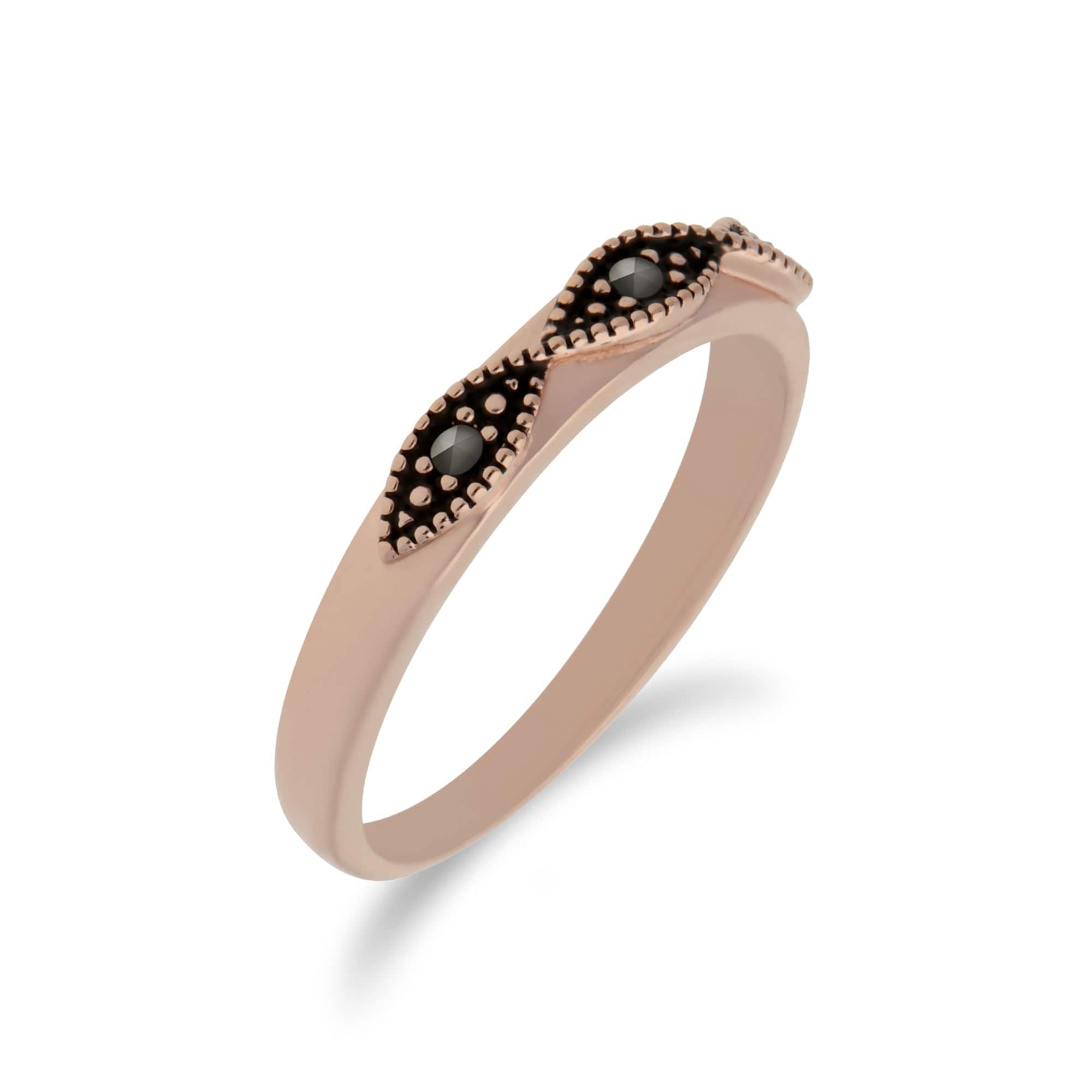 224R033201925 Rose Gold Plated Silver  Marcasite Twist Design Ring 2