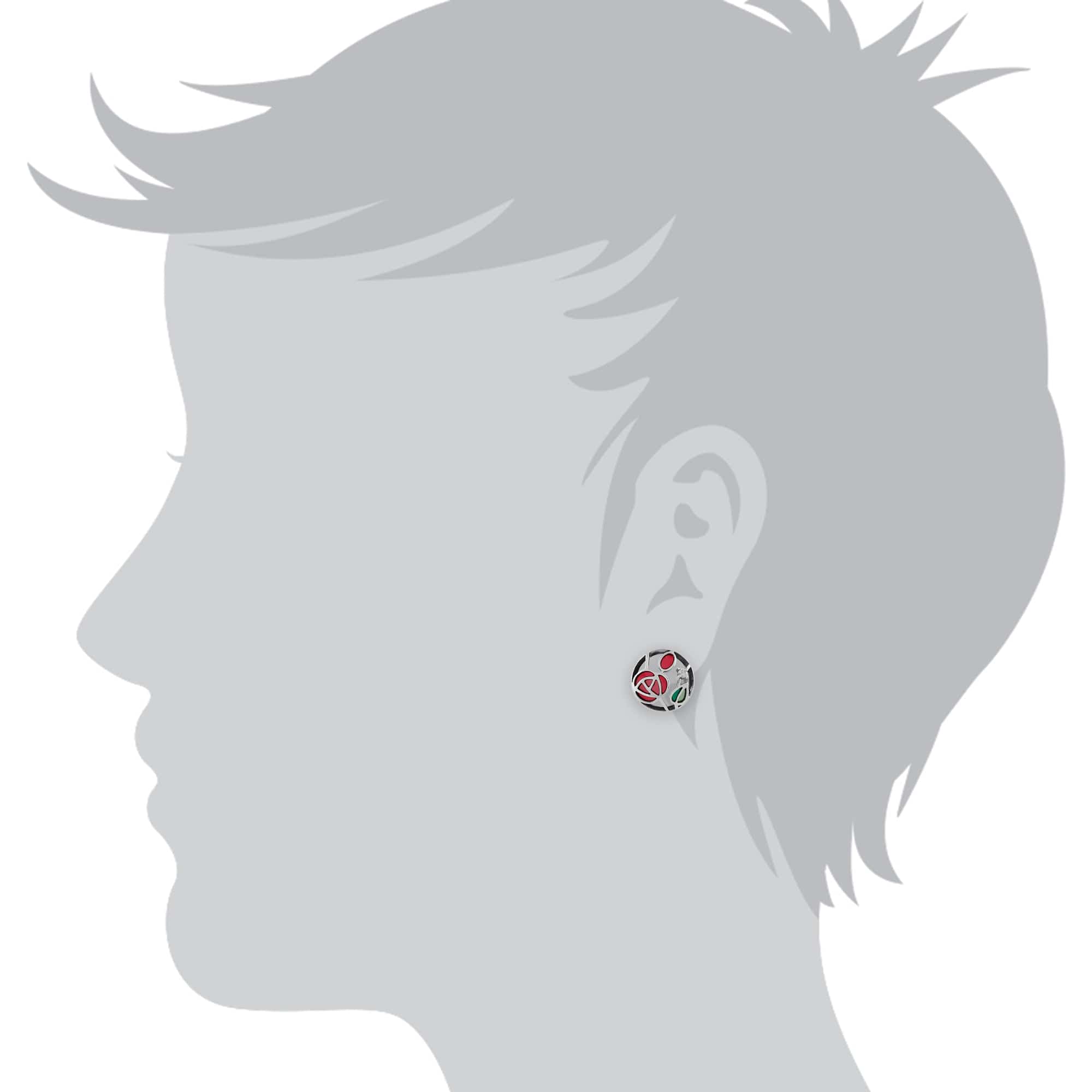 241E098501925 Rennie Mackintosh Round Diamond & Enamel Stud Earrings in 925 Sterling Silver 2
