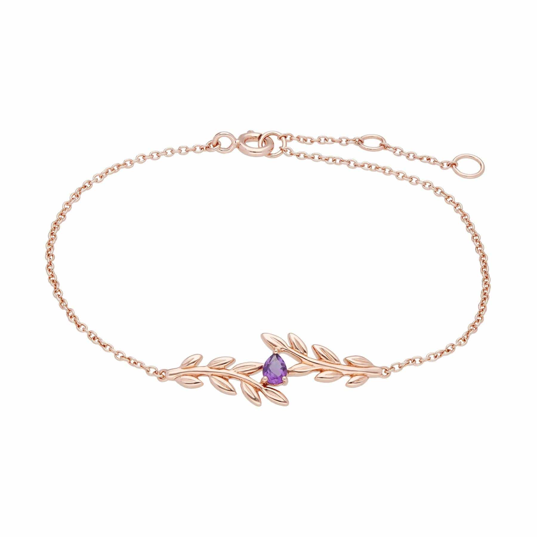 135L0306019-135R1862019 O Leaf Amethyst Bracelet & Ring Set in 9ct Rose Gold 2