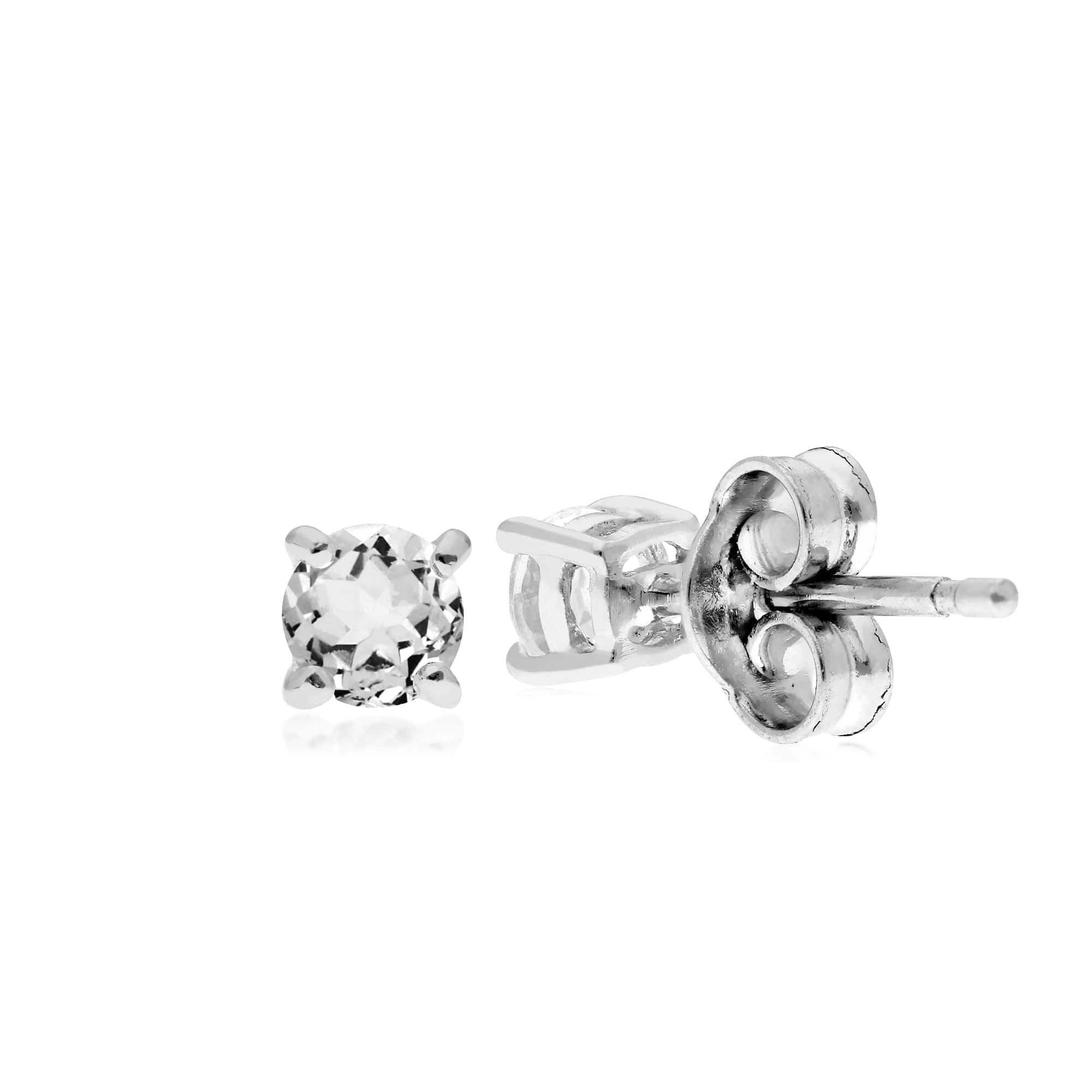 253E152701925 Essential Round White Topaz Claw Set Stud Earrings in 925 Sterling Silver 2