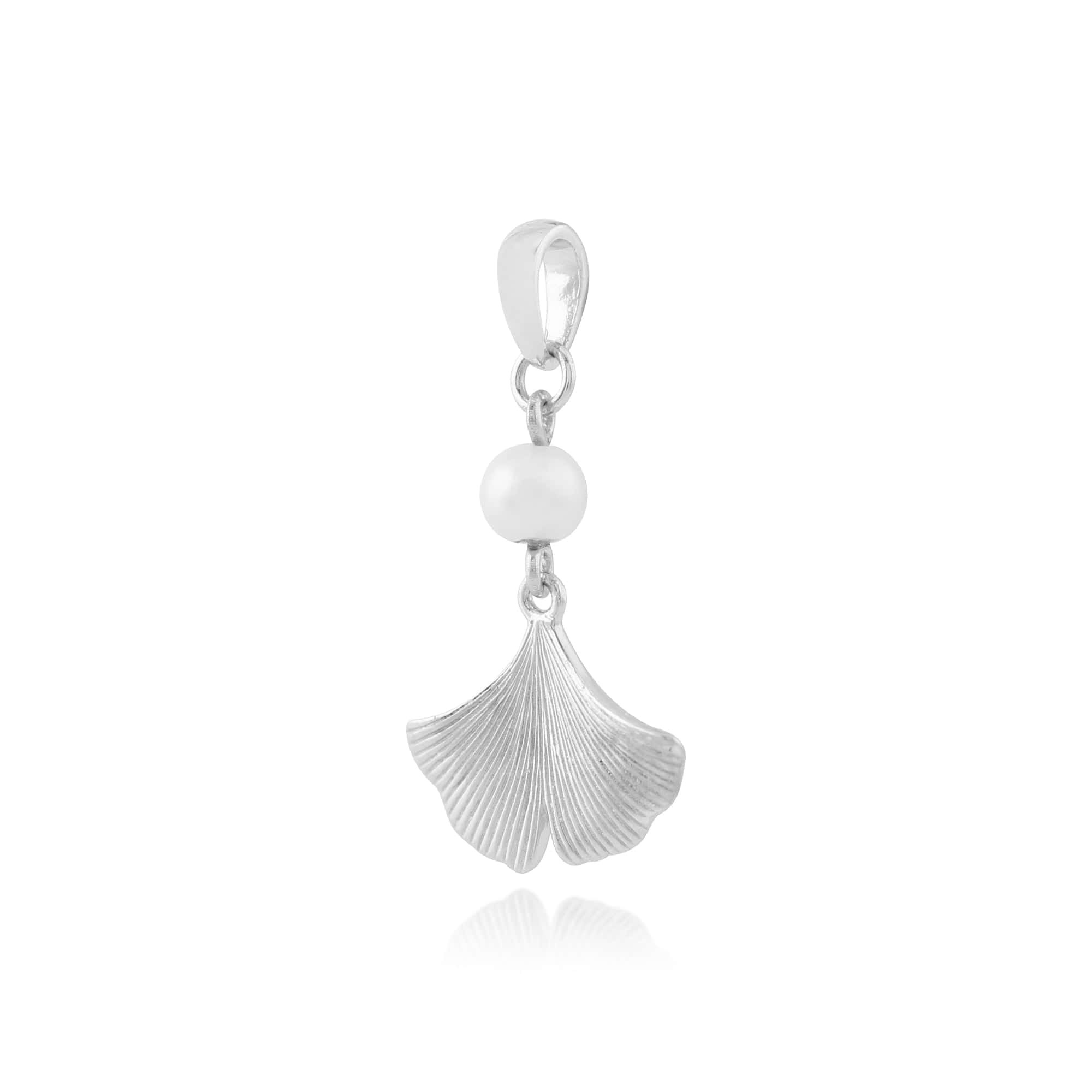 253P234901925 Floral Pearl Gingko Leaf Pendant in 925 Sterling Silver 2